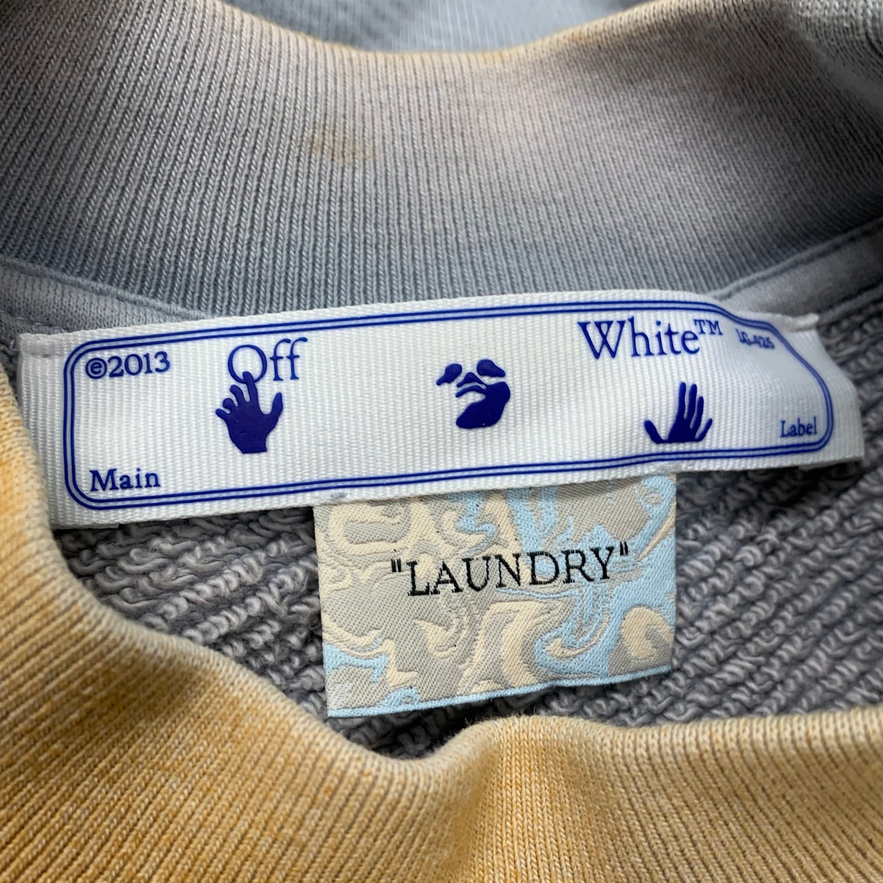 Off White XS Sweatshirt Tie Dye Light Blue Beige Crewneck Virgil Abloh Unisex