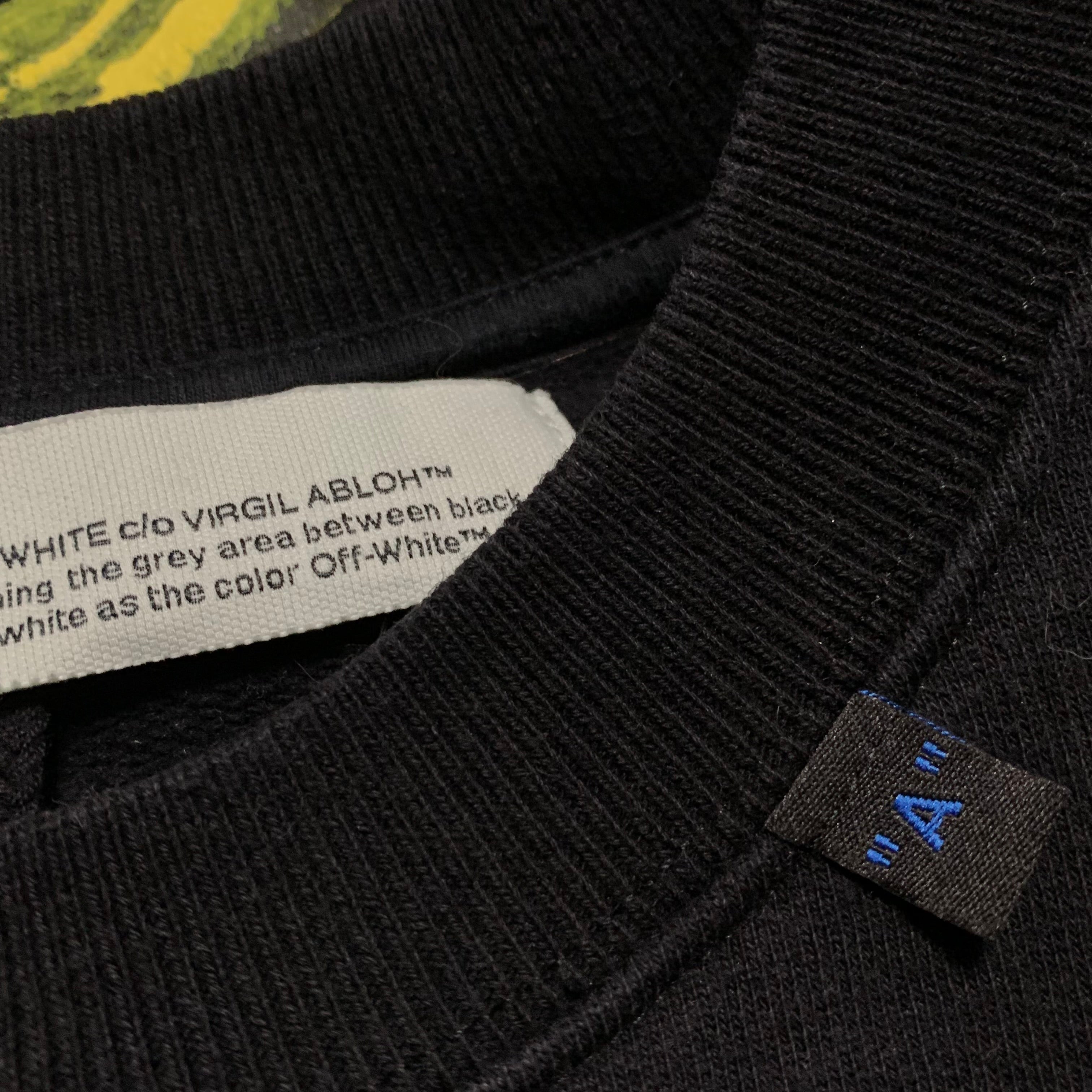 Off White Medium Acrylic Arrows Black Sweatshirt Crewneck Virgil Abloh Yellow Graphic