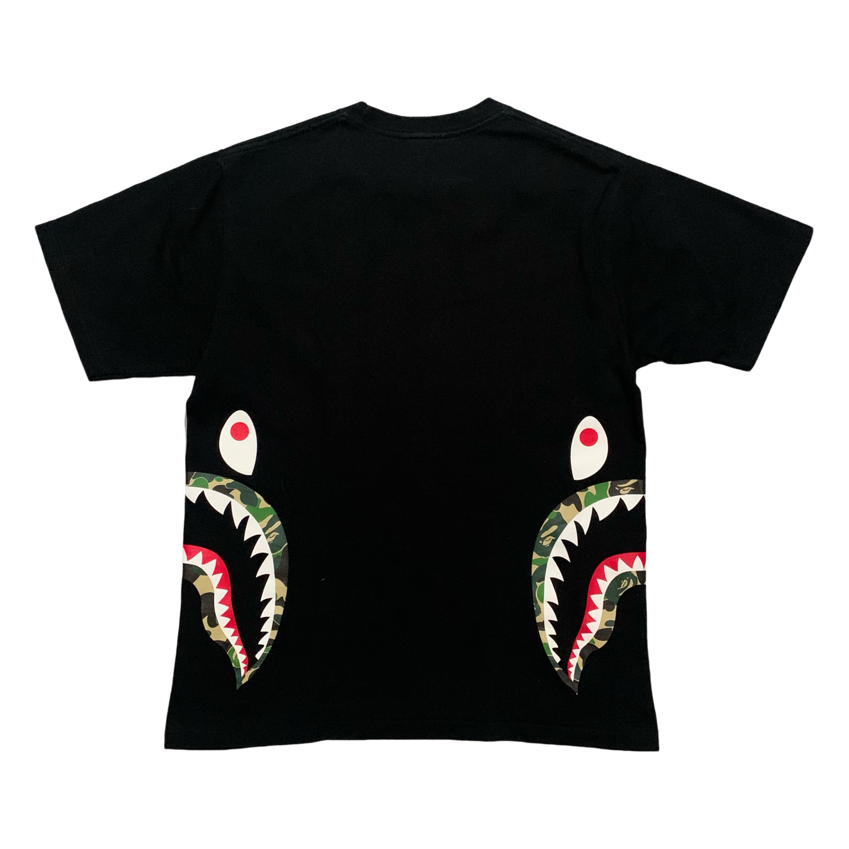 Bape Medium Side Shark Green ABC Camo Black Tee