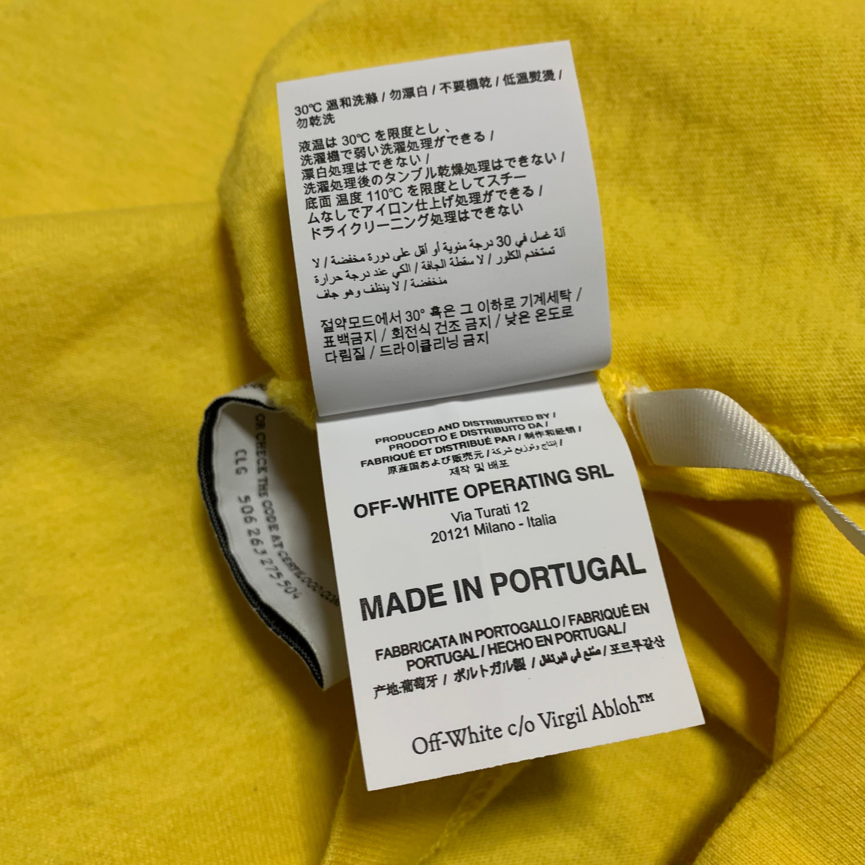 Off White Small Graffiti Arrows Yellow Tee Virgil Abloh