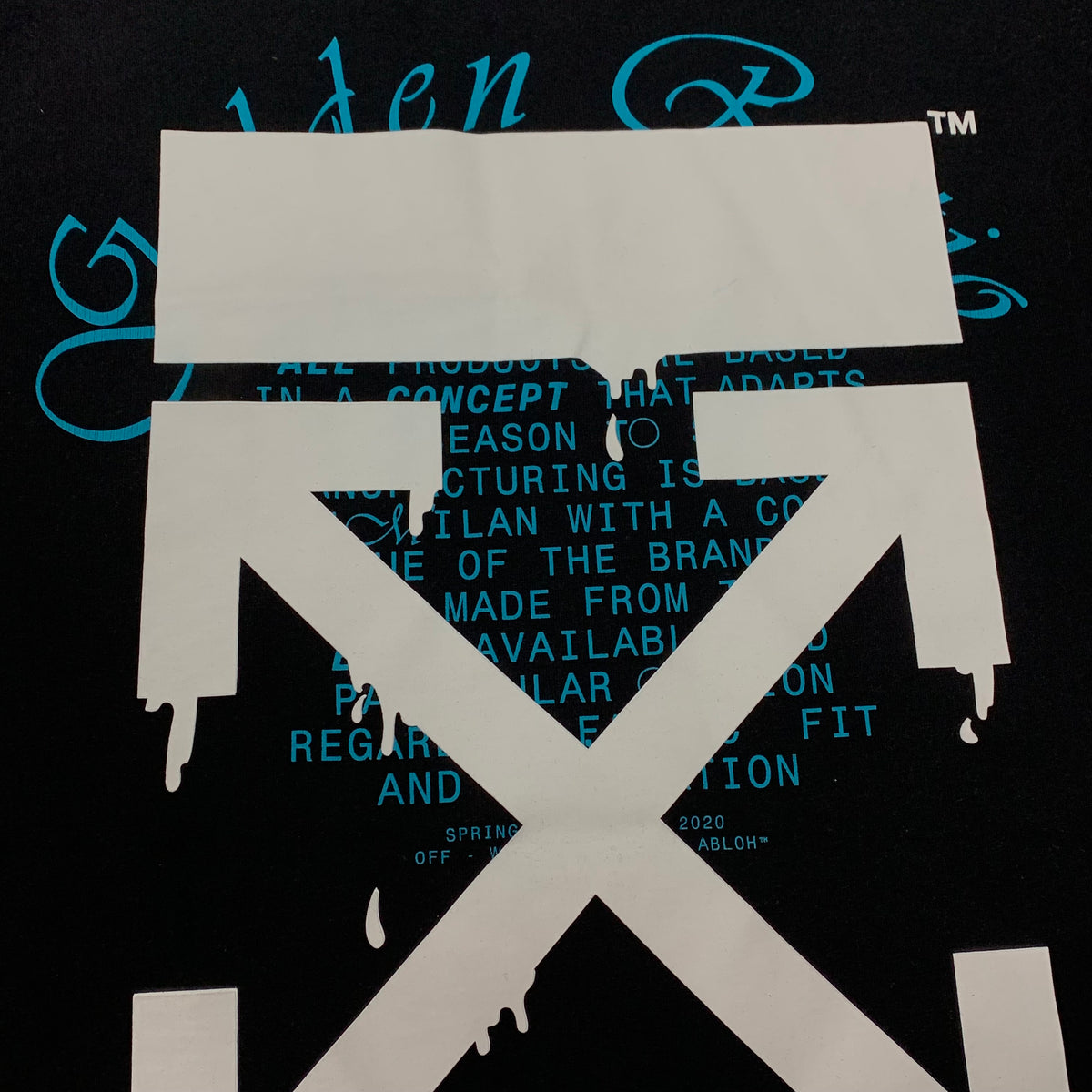 Off White Medium Tee Golden Ratio Dripping Arrows Black T-Shirt Virgil Abloh