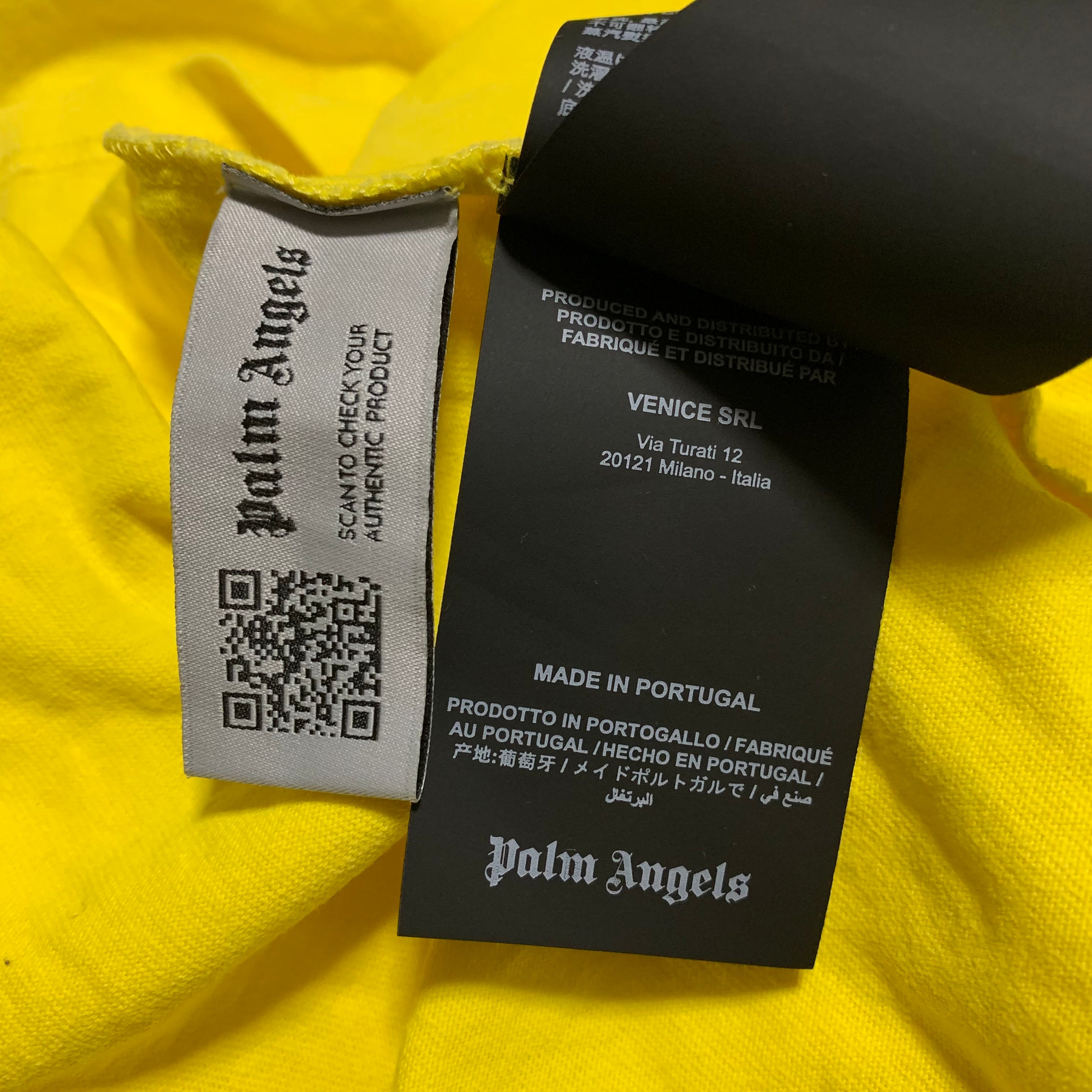 Palm Angels Large Box Logo Graphic Yellow Tee