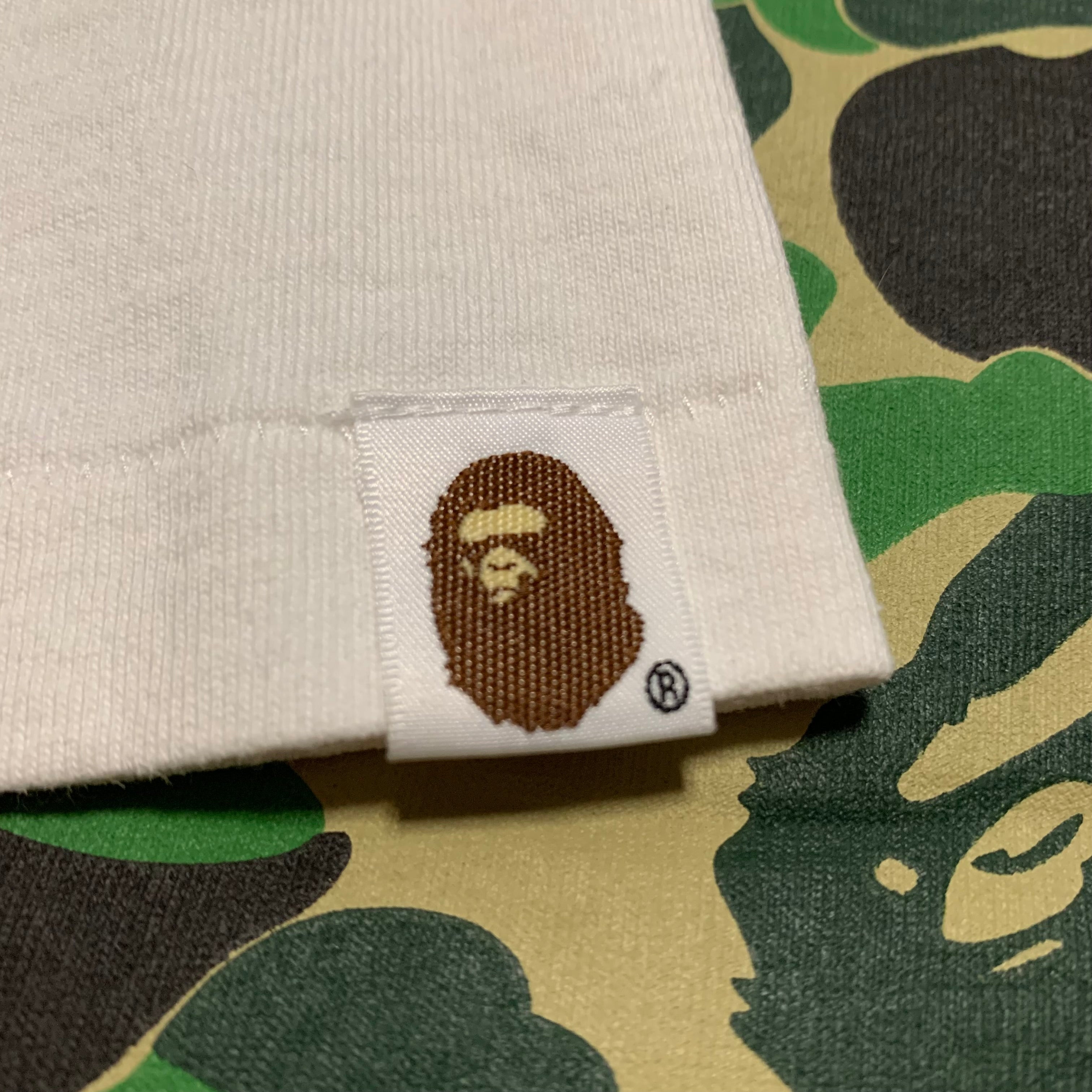 Bape Large Big Ape Head Green ABC Camo White Tee