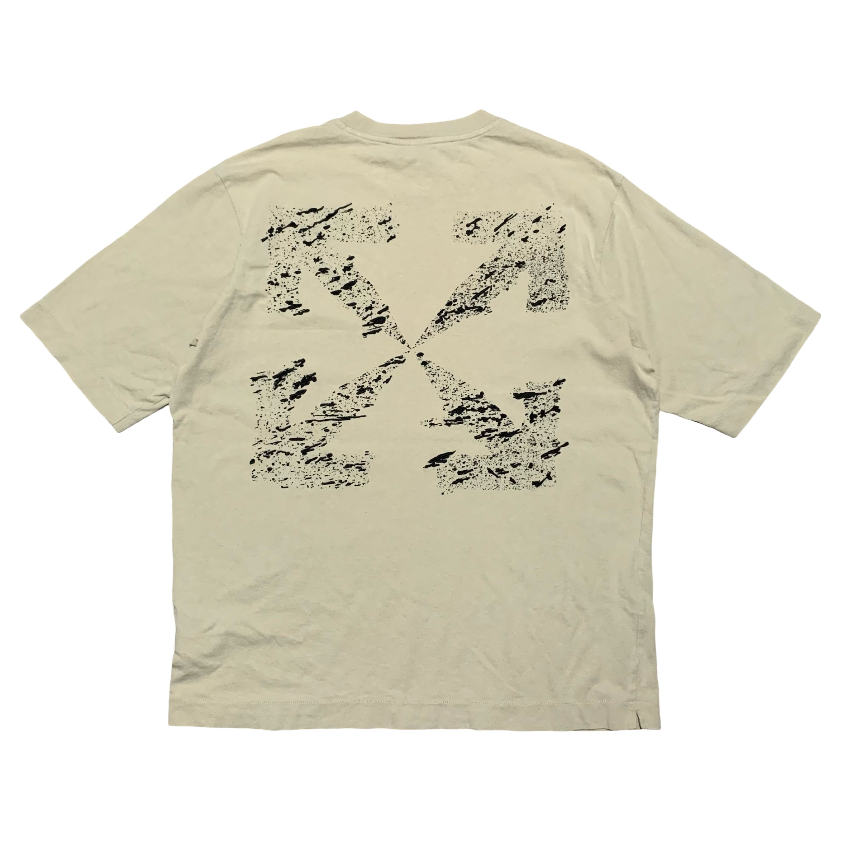 Off White Medium Paint Splatter Beige Tee Virgil Abloh