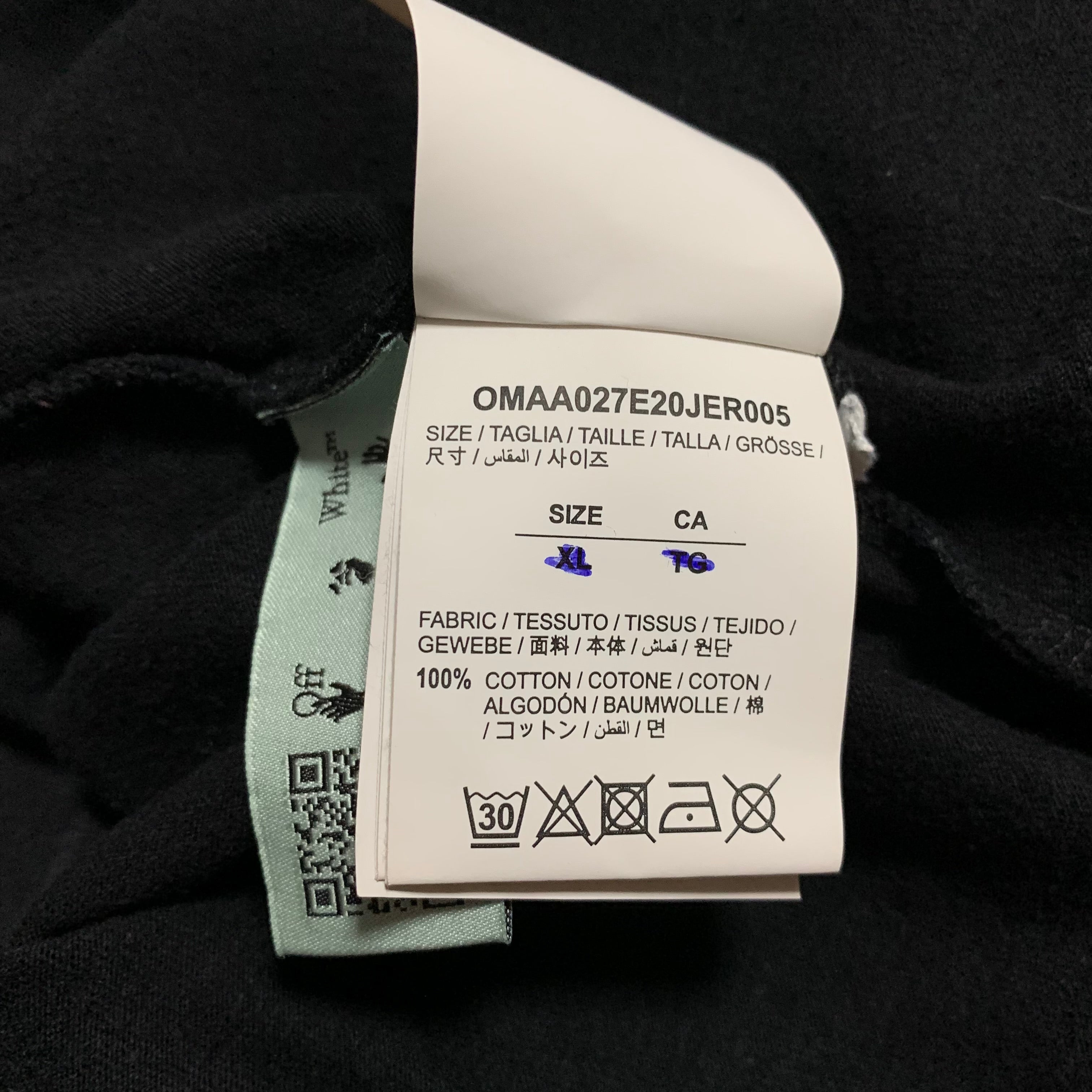 Off White Large Marker Arrows Black Tee Virgil Abloh Blue Graphic