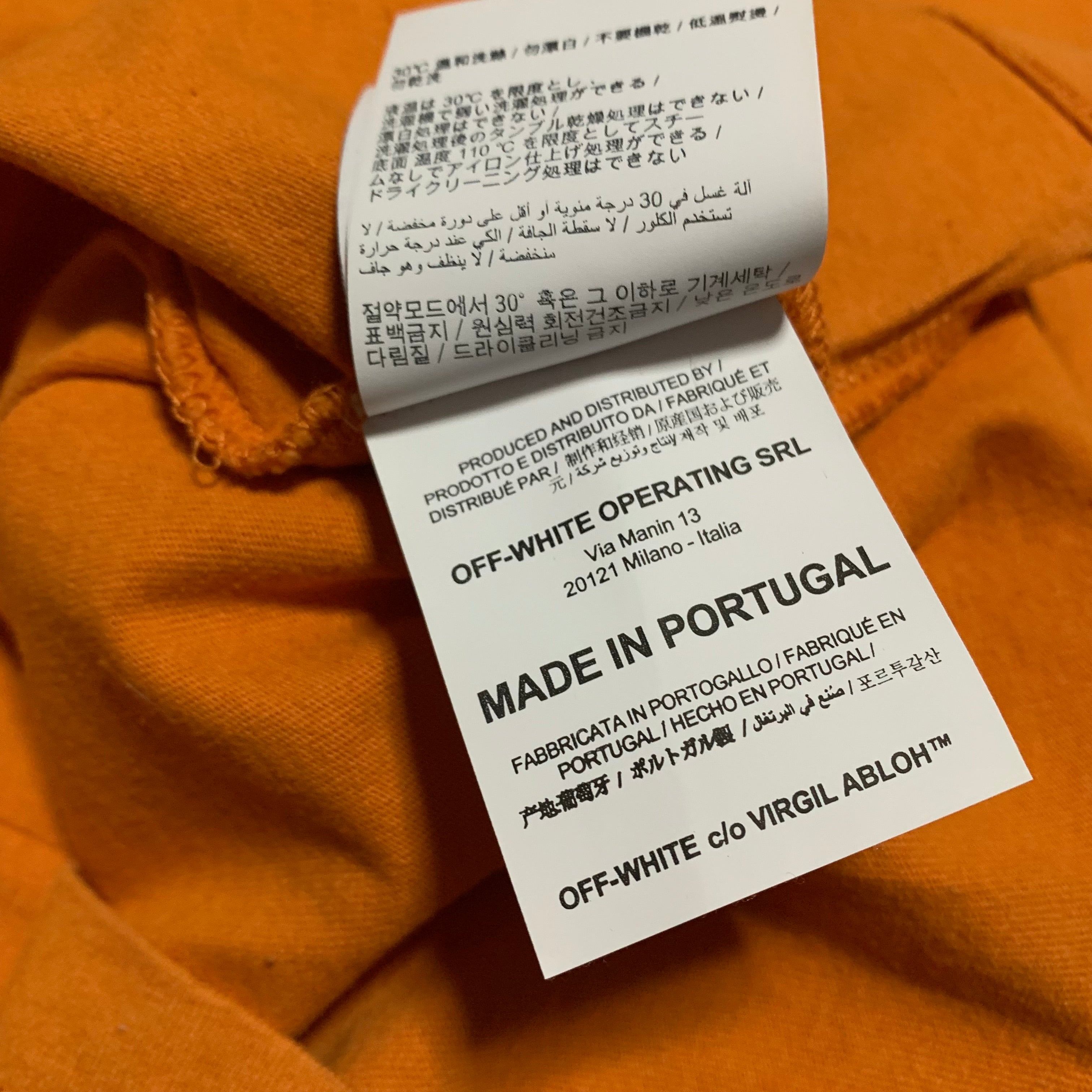 Off White Small Arrows Graphic Orange Tee Virgil Abloh