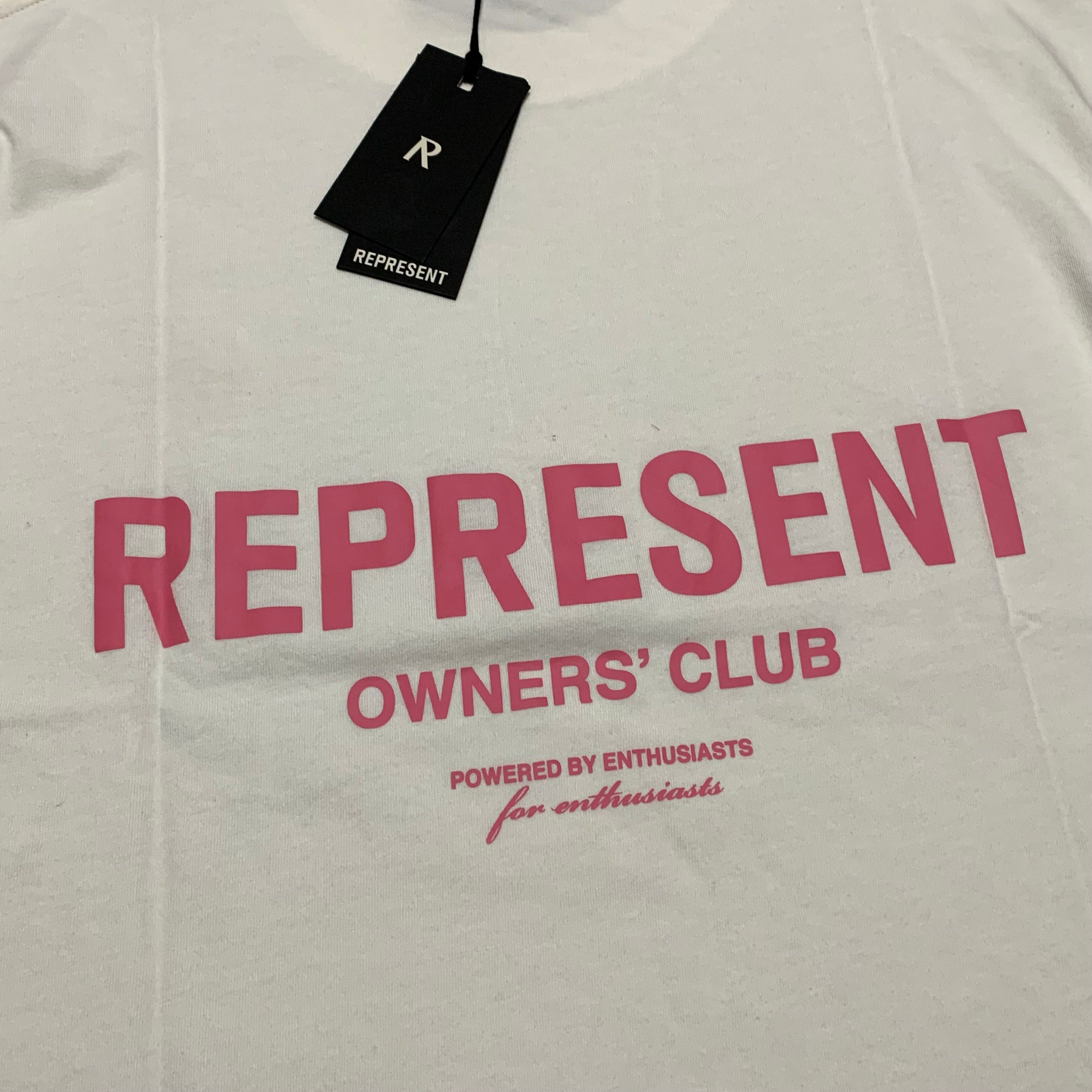 Represent Medium Owners Club Pink Flat White Tee