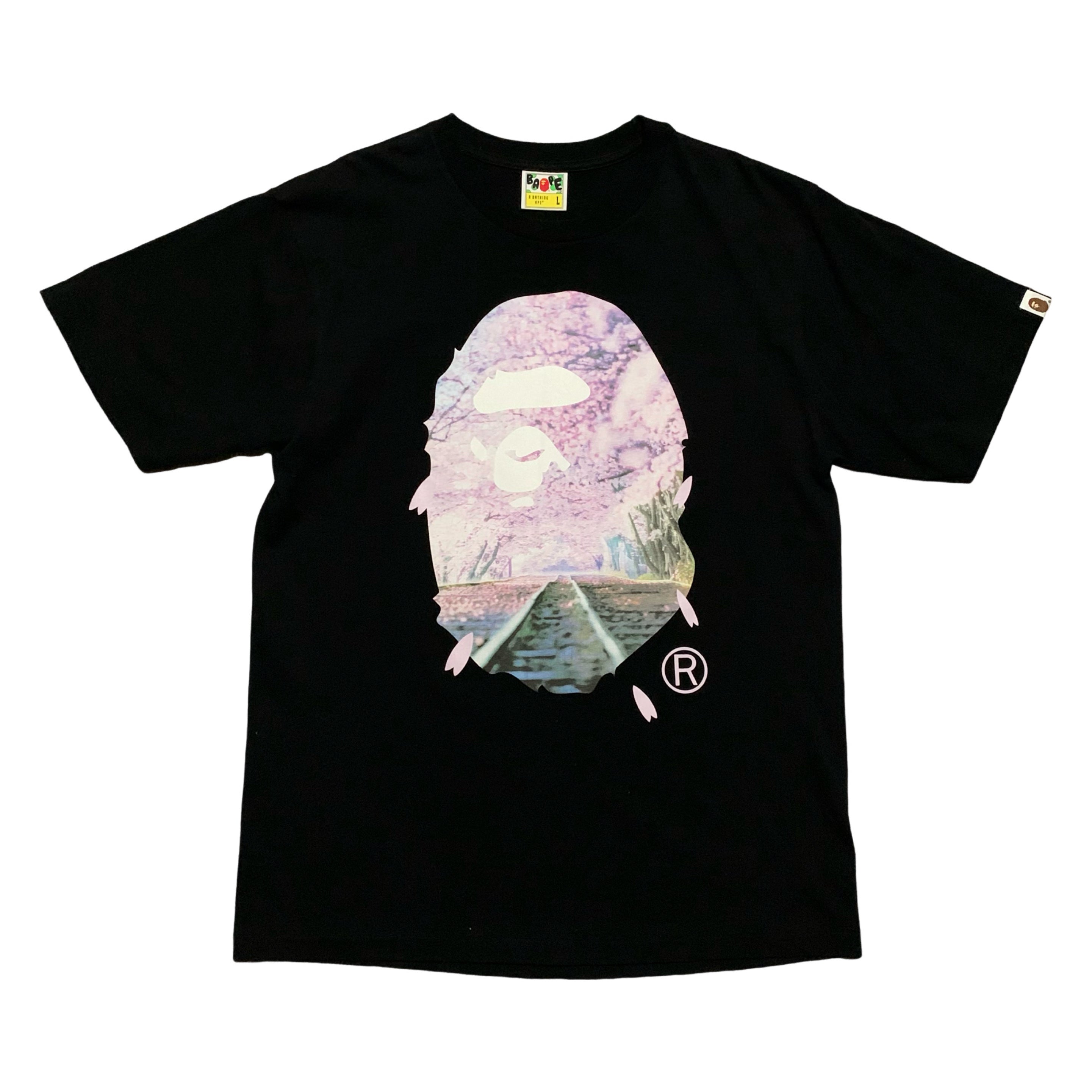 Bape Large Sakura Photo Ape Head Black Tee A Bathing Ape