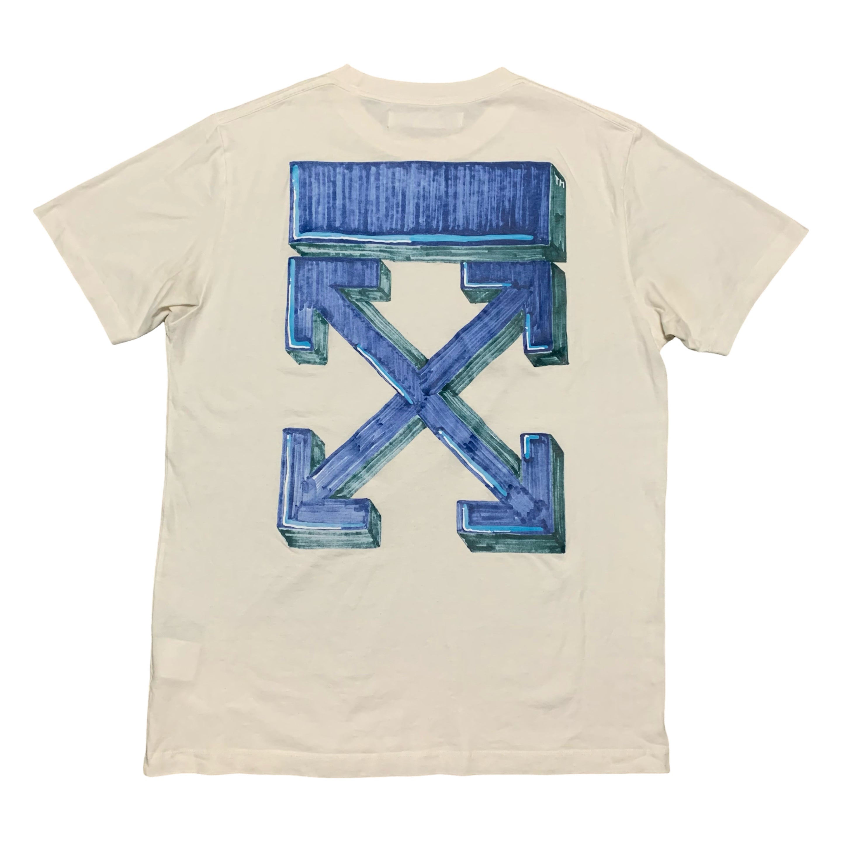 Off White Large Marker Arrows White Tee Virgil Abloh Blue Graphic