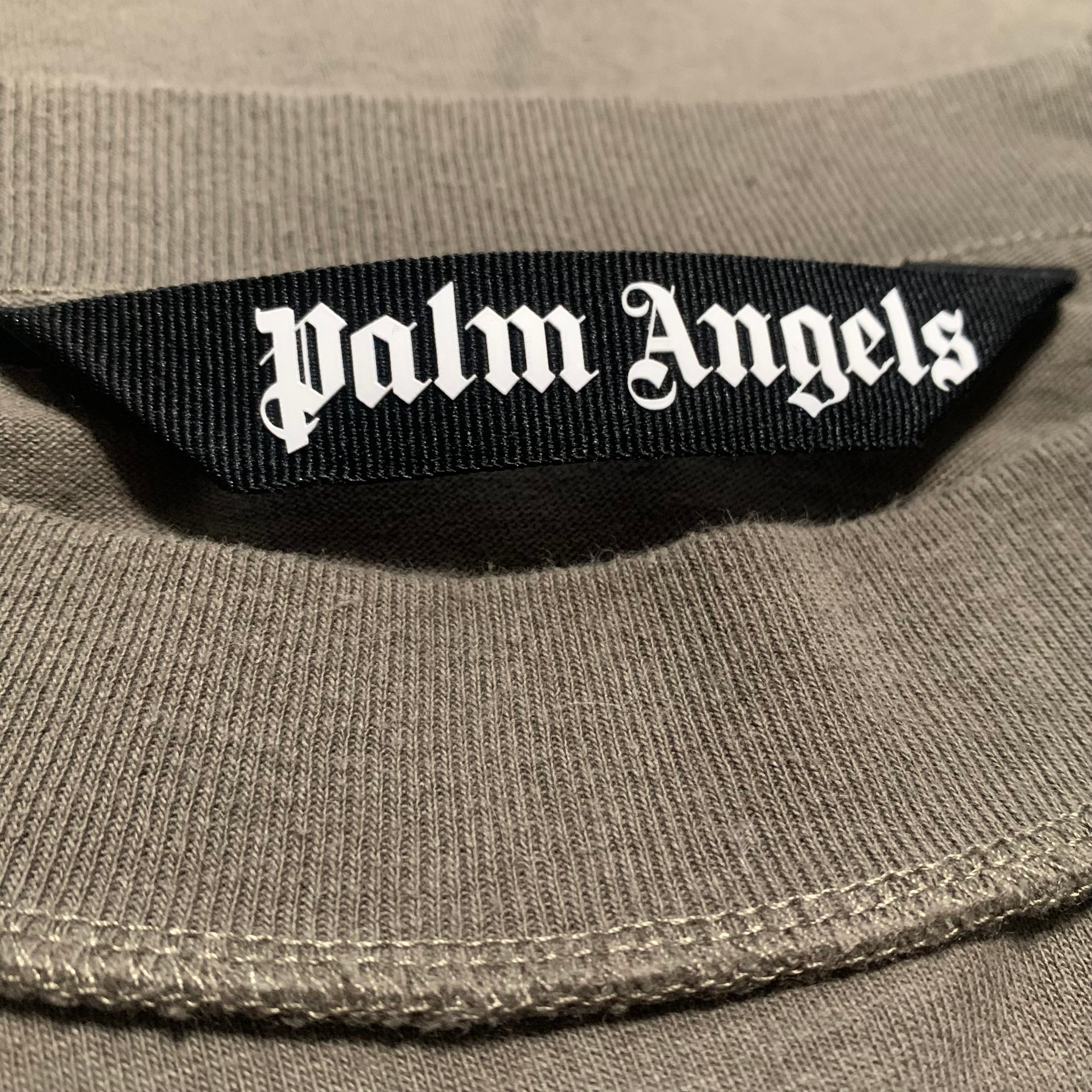 Palm Angels Medium Seasonal Logo Inside Out Military Khaki Green Tee