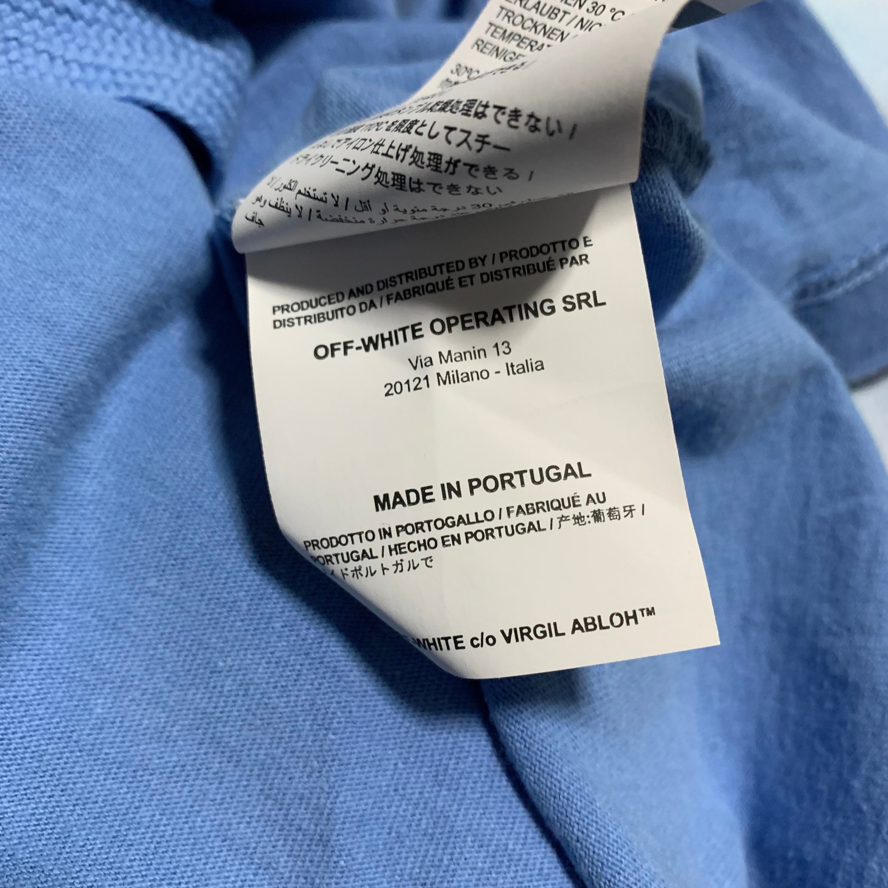 Off White XS Statue of Liberty Blue Tee Virgil Abloh