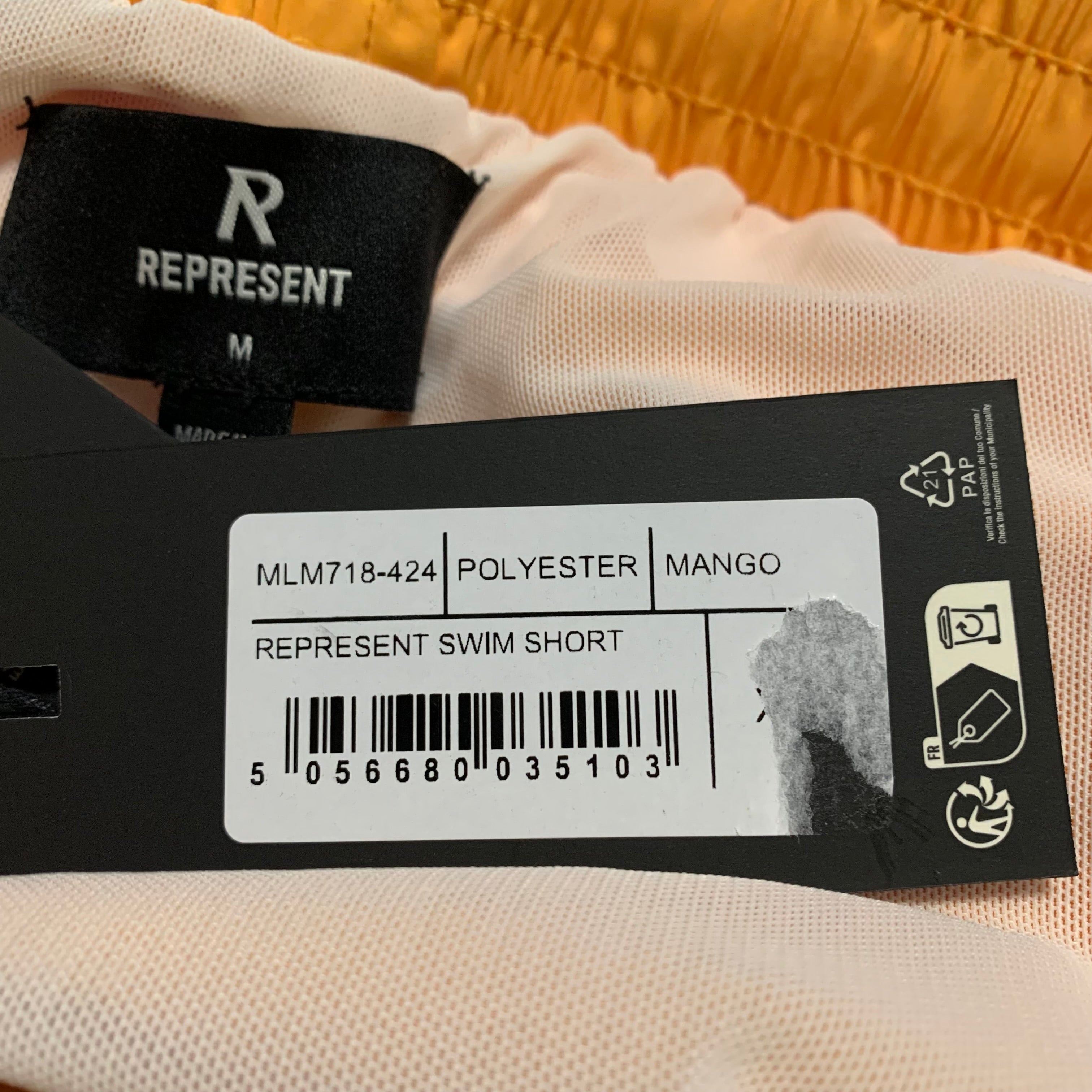 Represent Medium Swim Shorts Mango Orange Bottoms
