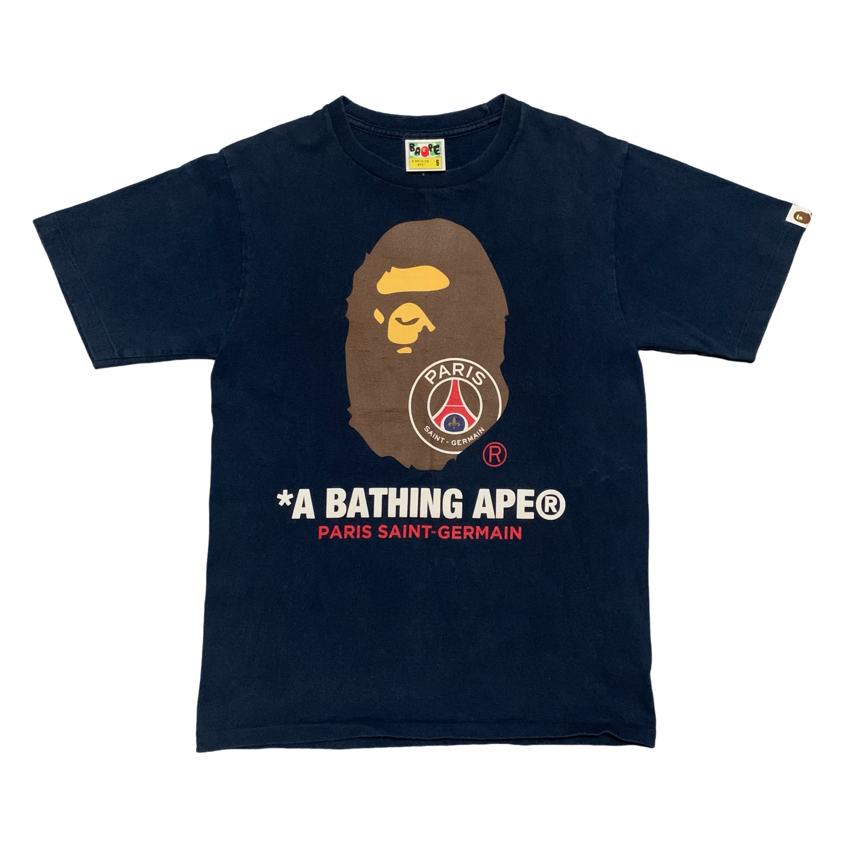 Bape Small PSG Ape Head Navy Blue Tee A Bathing Ape