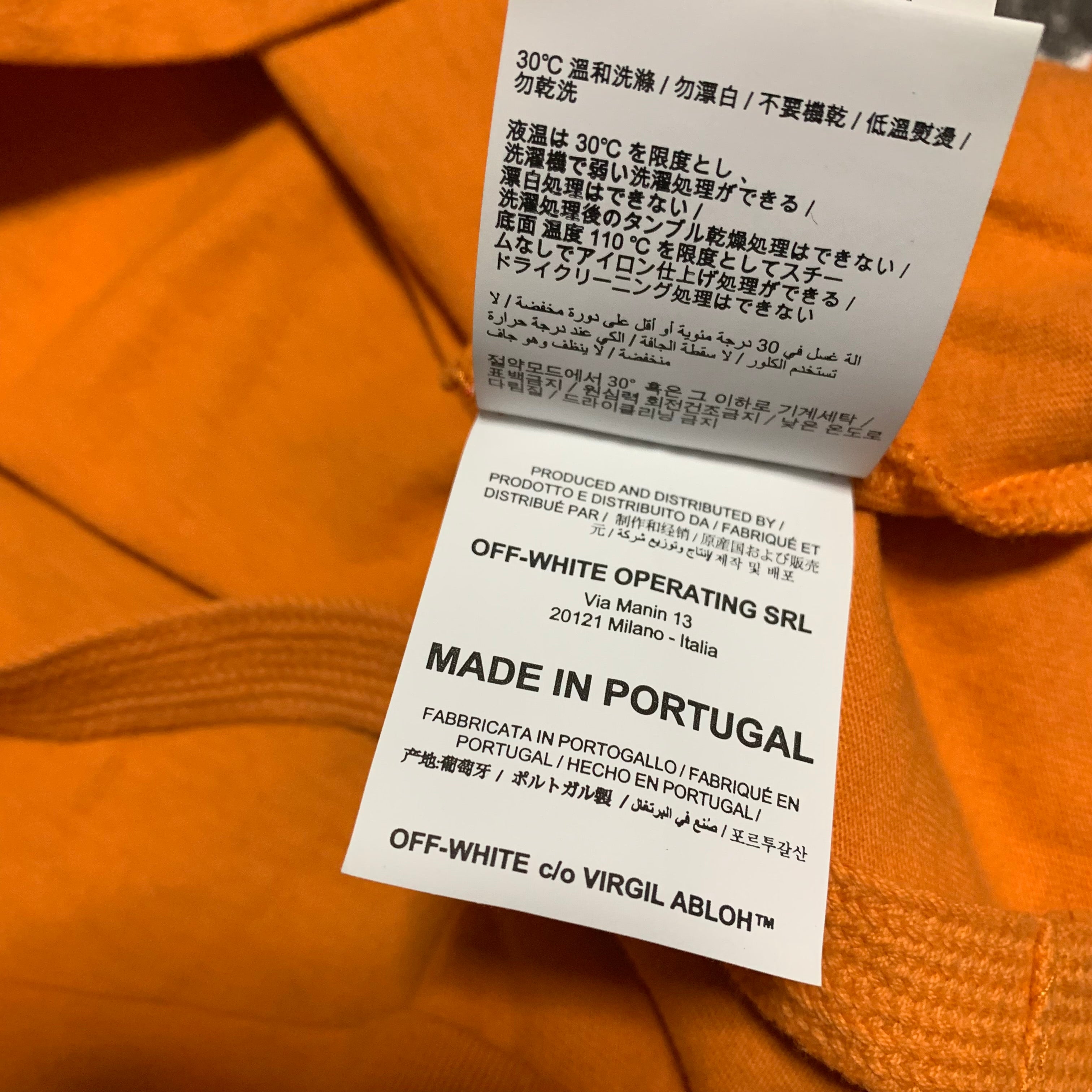 Off White XS Spray Paint Arrows Orange Tee Virgil Abloh 2020