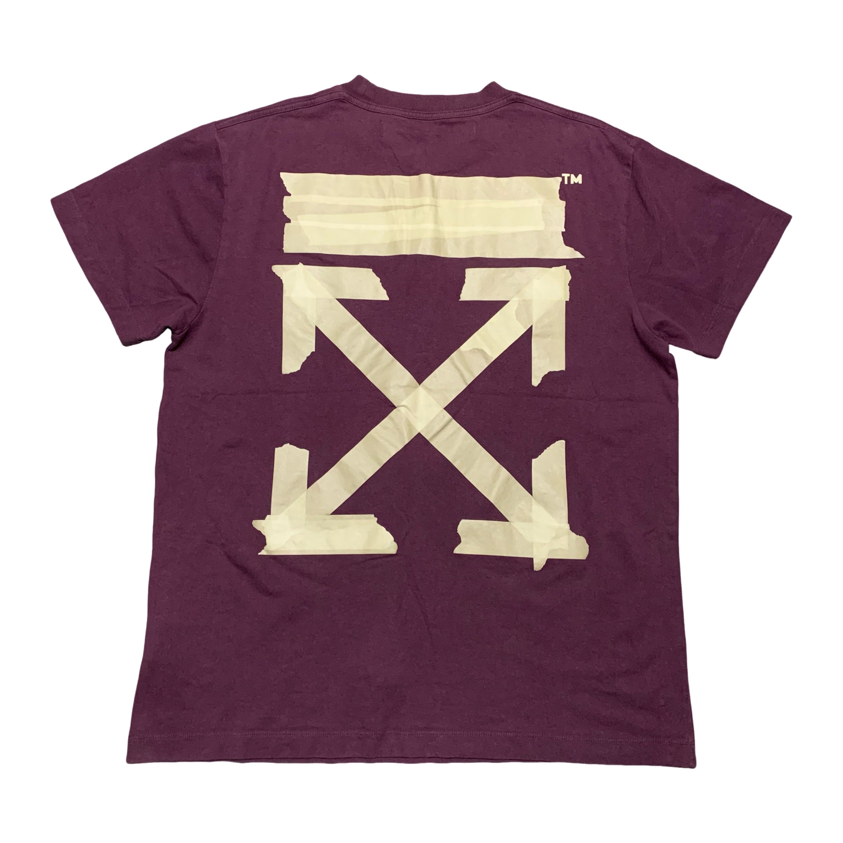 Off White Medium Tee Tape Arrows Purple Burgundy T-Shirt Virgil Abloh