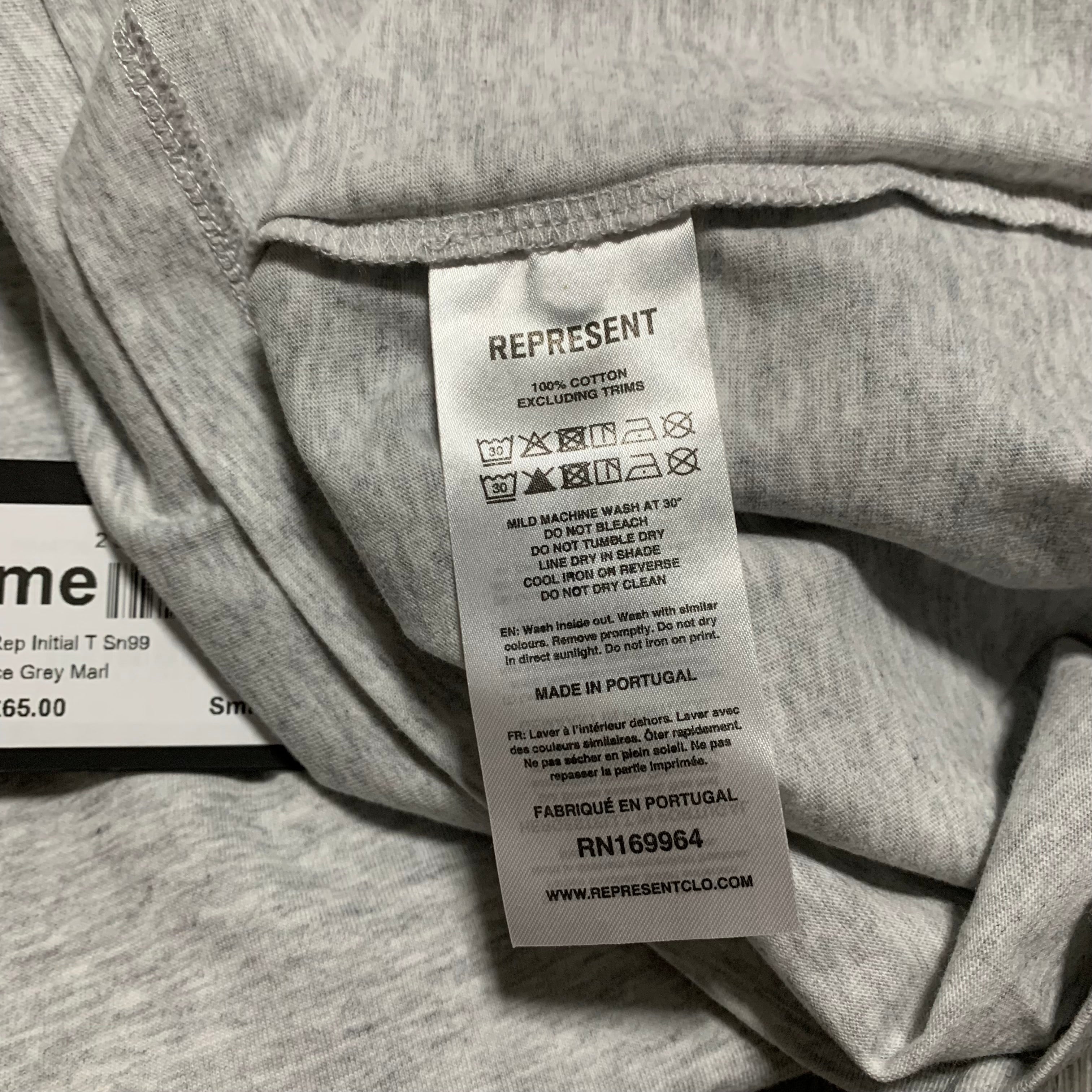 Represent Small Initial Marl Ice Grey Tee Regular Fit