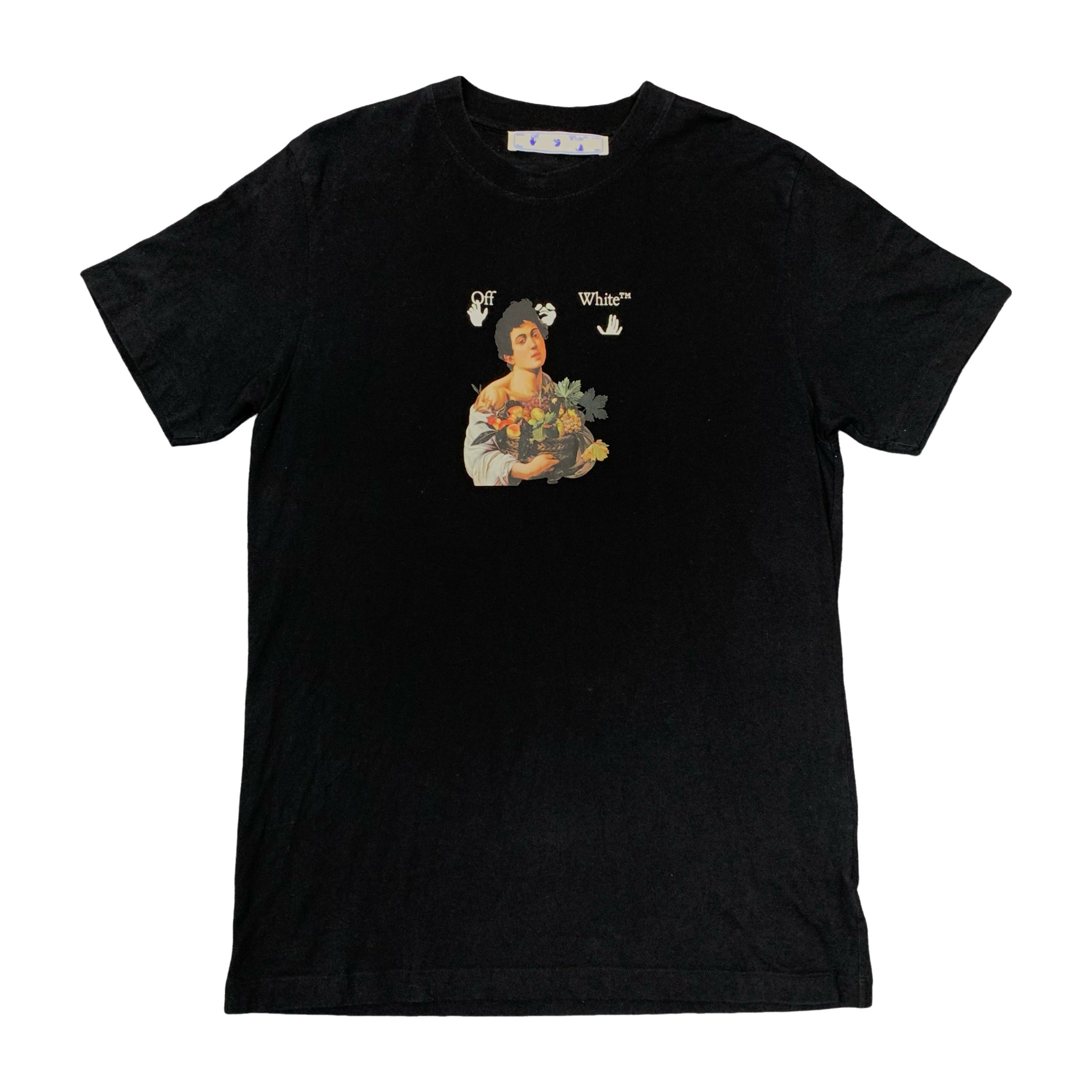 Off White Large Tee Caravaggio Boy Arrows Black T-Shirt Virgil Abloh