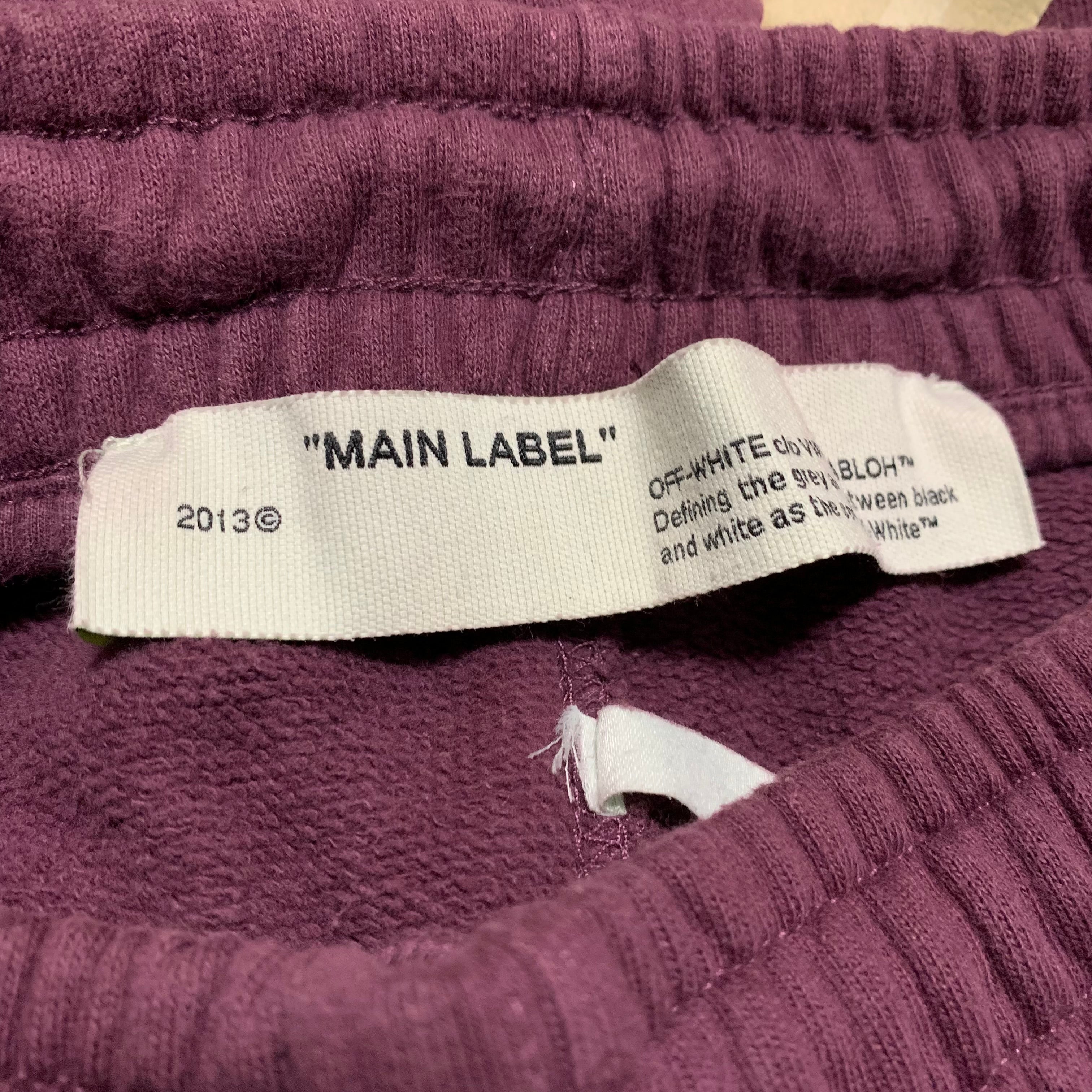 Off White XS Tape Diag Joggers Bottoms Burgundy Virgil Abloh