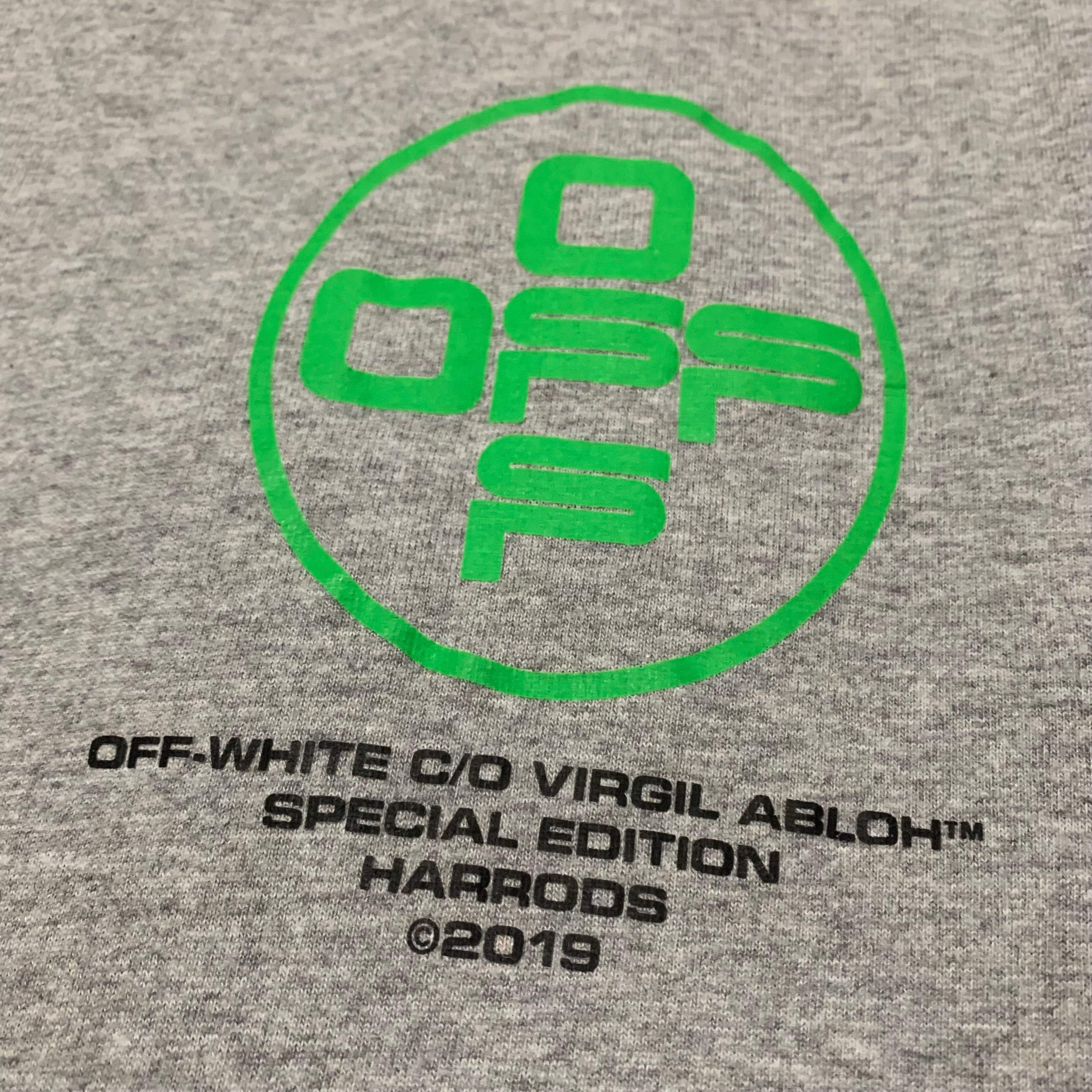 Off White Medium Off Arrows Grey Tee Virgil Abloh Harrods 2019