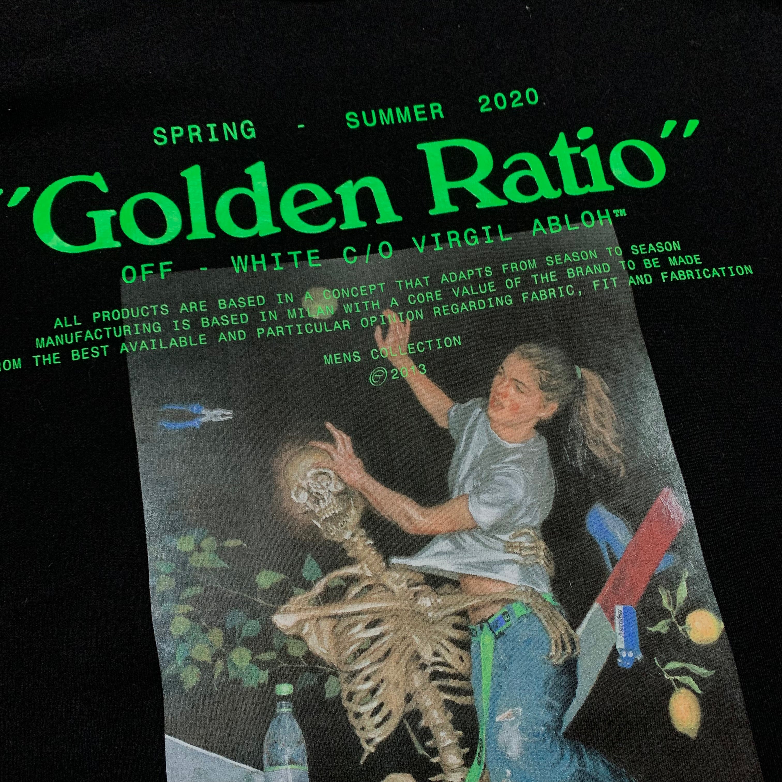 Off White XXL Golden Ratio Black Sweatshirt Crewneck Skeleton Virgil Abloh