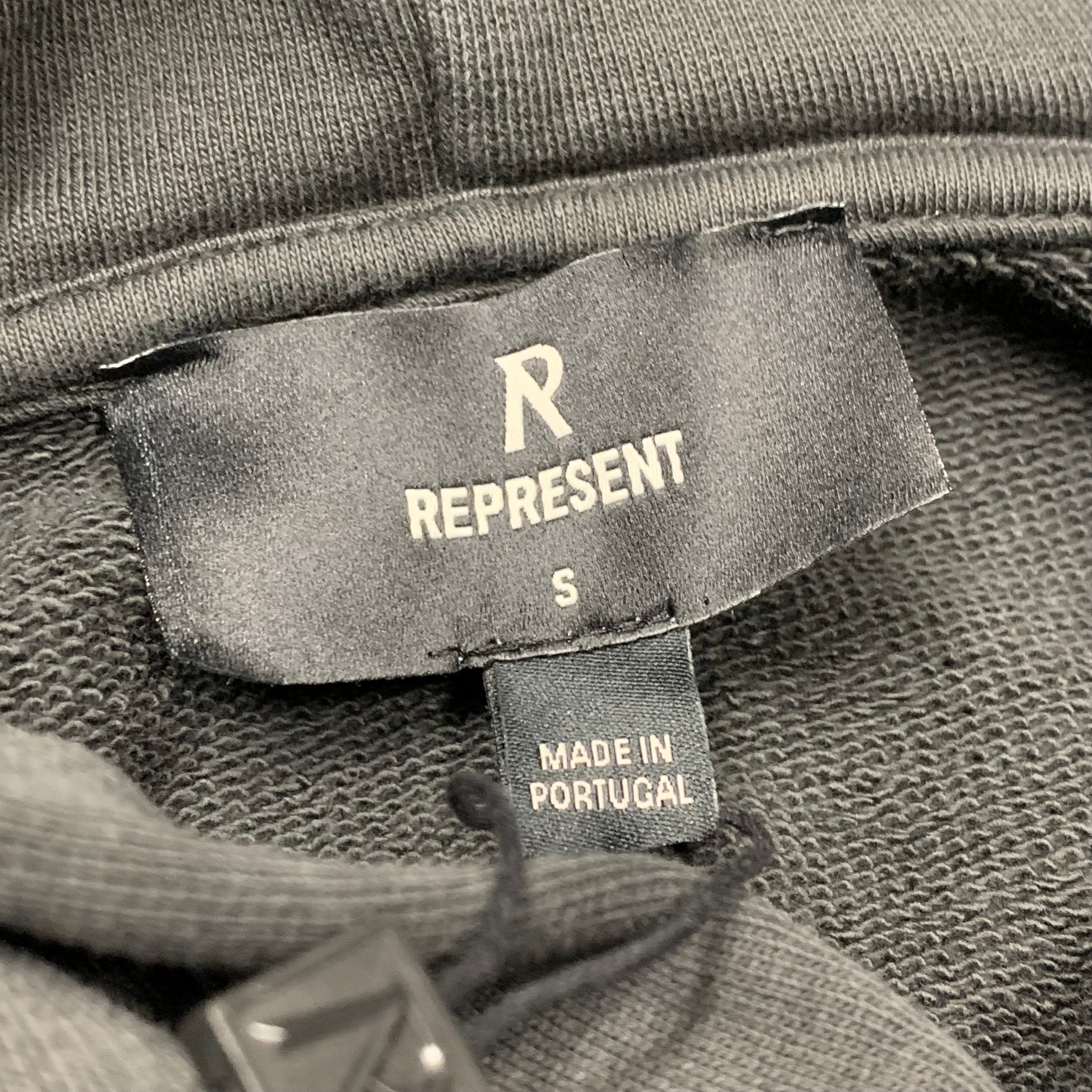 Represent Small Hoodie Embellished Stained Black Hoodie (RRP £180)