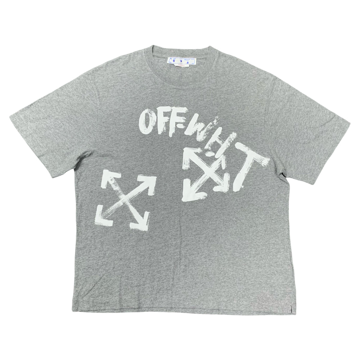 Off White XL Tee Paint Script Arrows Grey T-Shirt Virgil Abloh