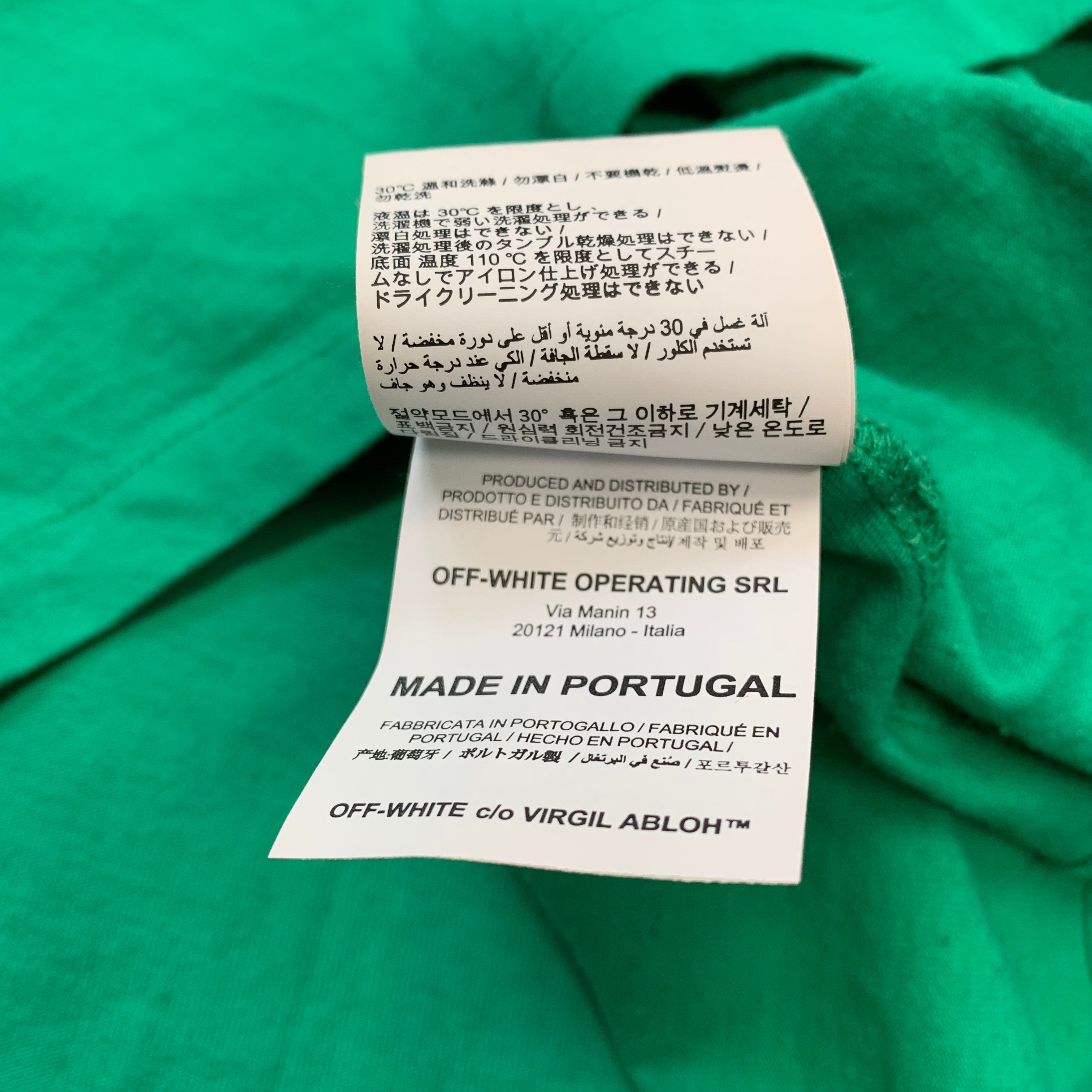Off White Large Tee Fence Arrows Green T-Shirt Virgil Abloh