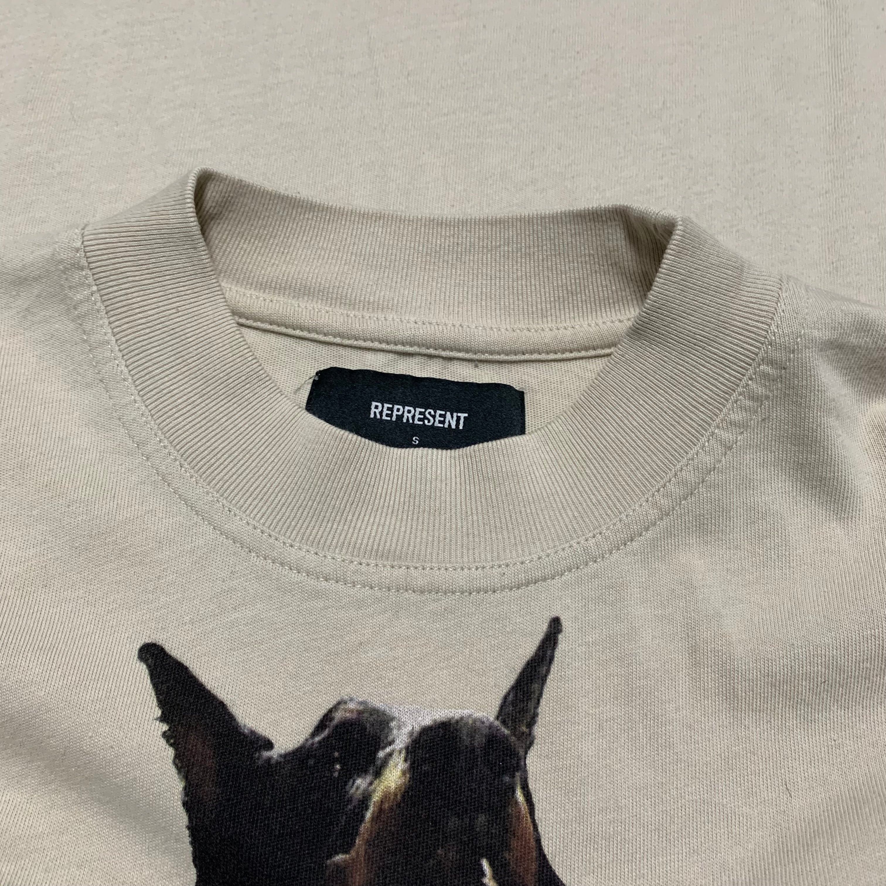 Represent Small Thoroughbred Dog Vintage White Tee