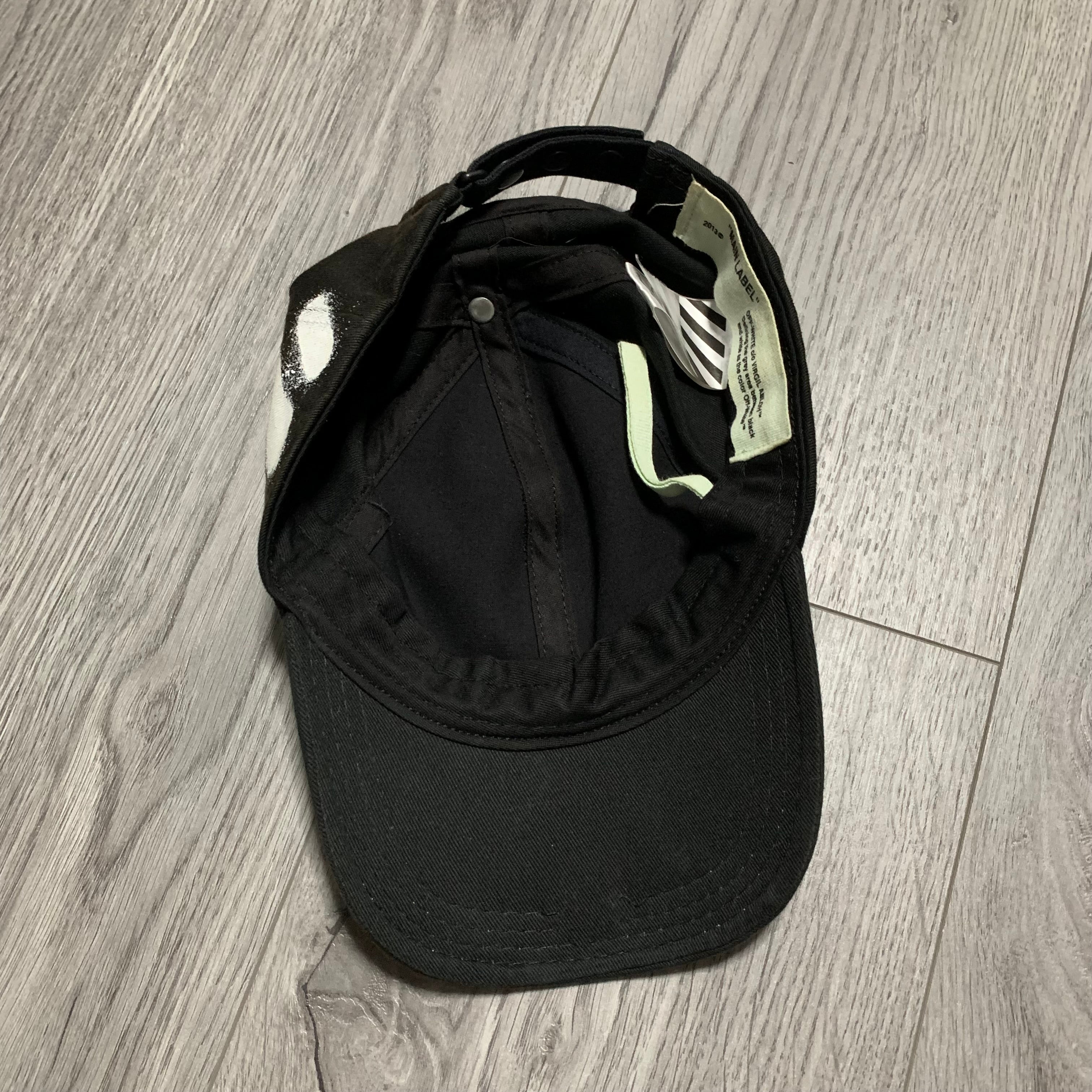 Off White Hat Spray Paint Diagonal Black Cap Virgil Abloh