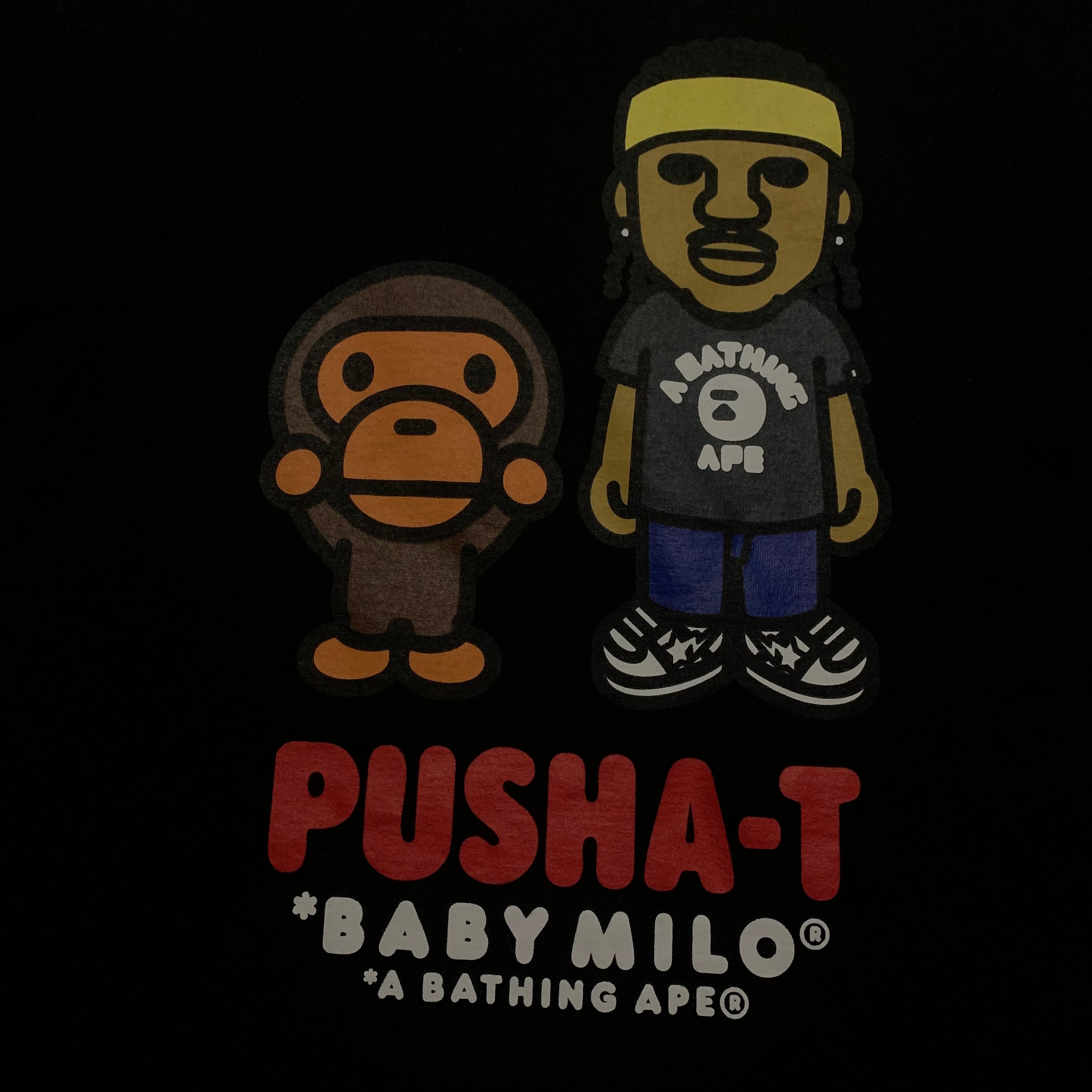 Bape Medium Pusha T Black Tee Baby Milo A Bathing Ape