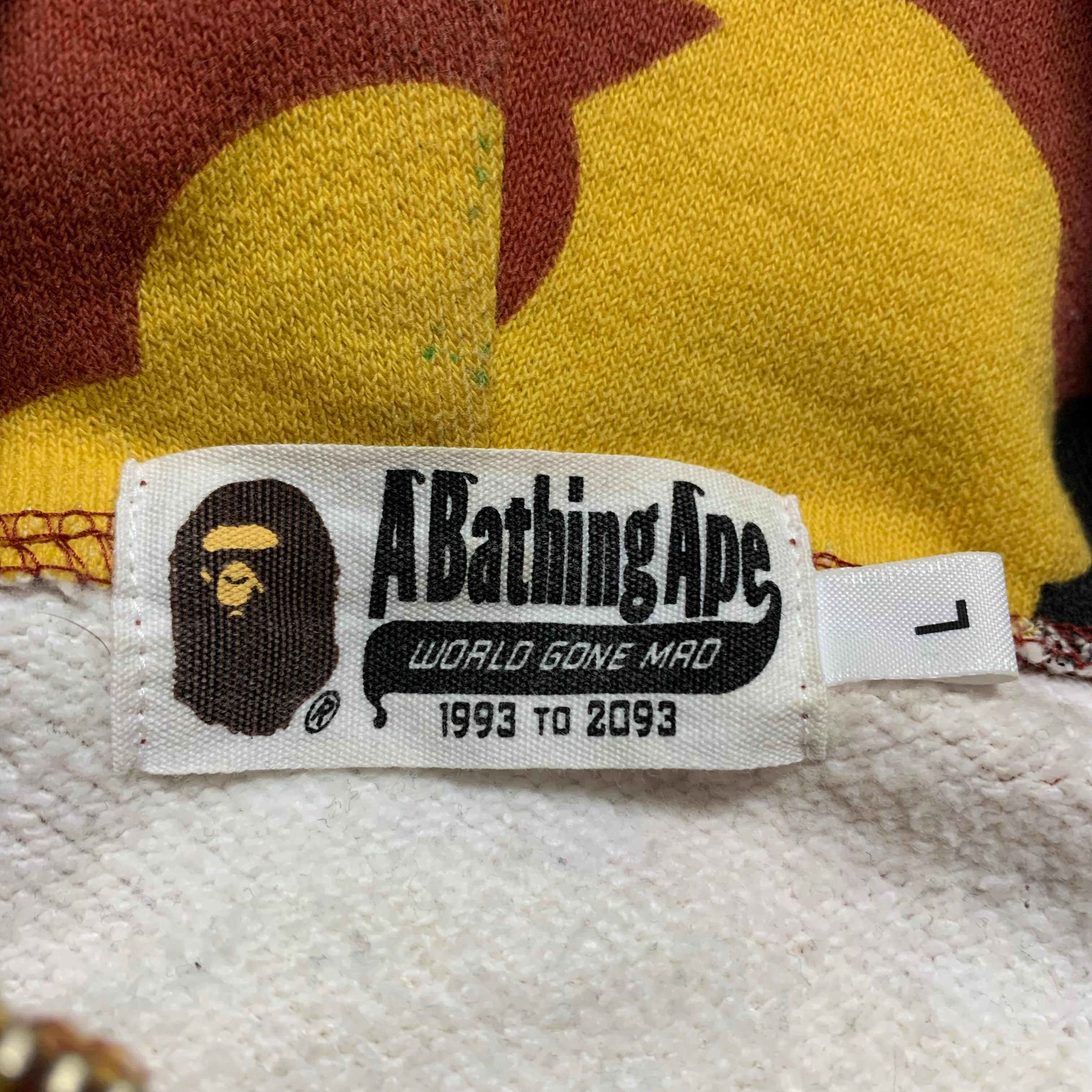Bape Large Shark Orange Camo Full Zip Hoodie A Bathing Ape