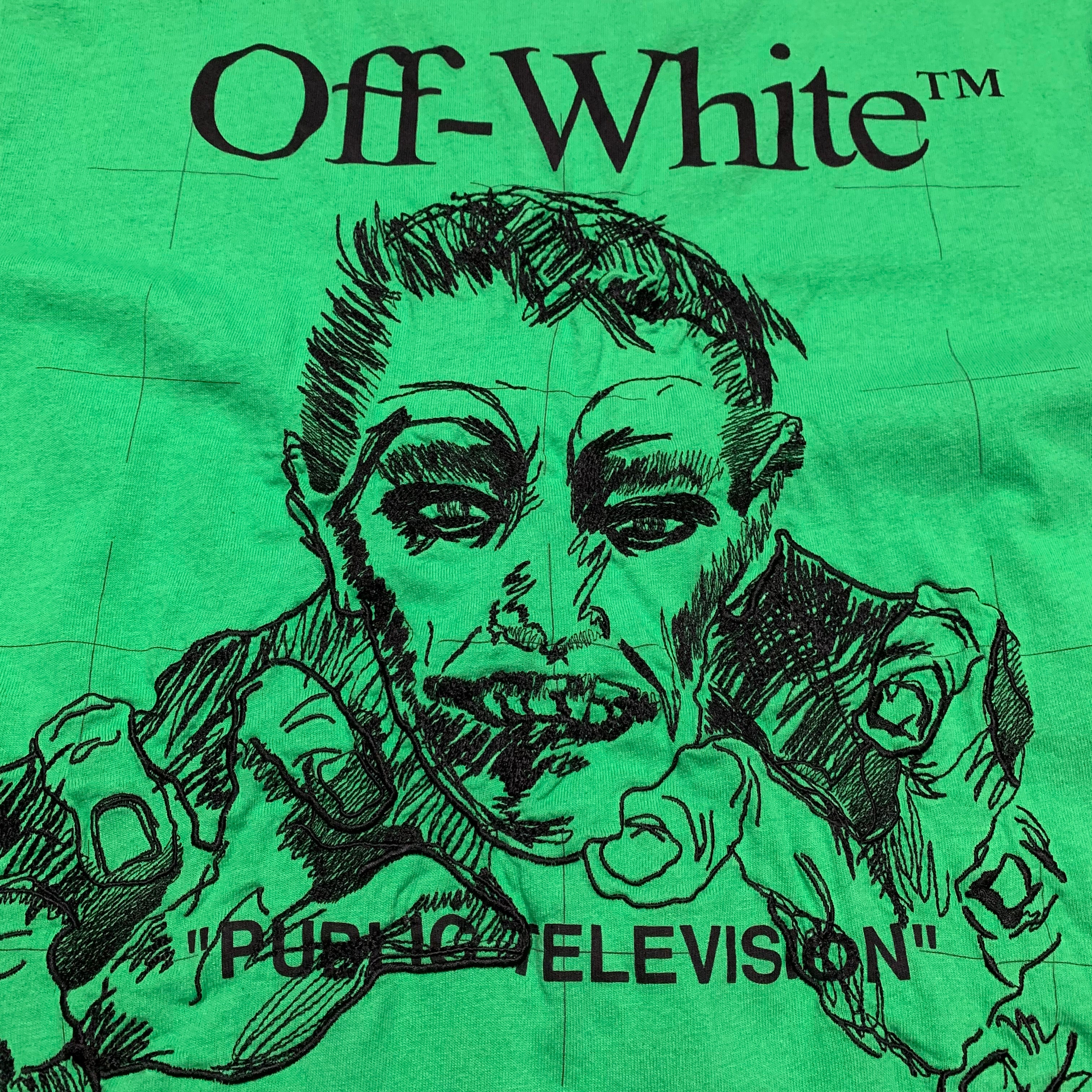 Off White Medium Public Television Green Tee Virgil Abloh