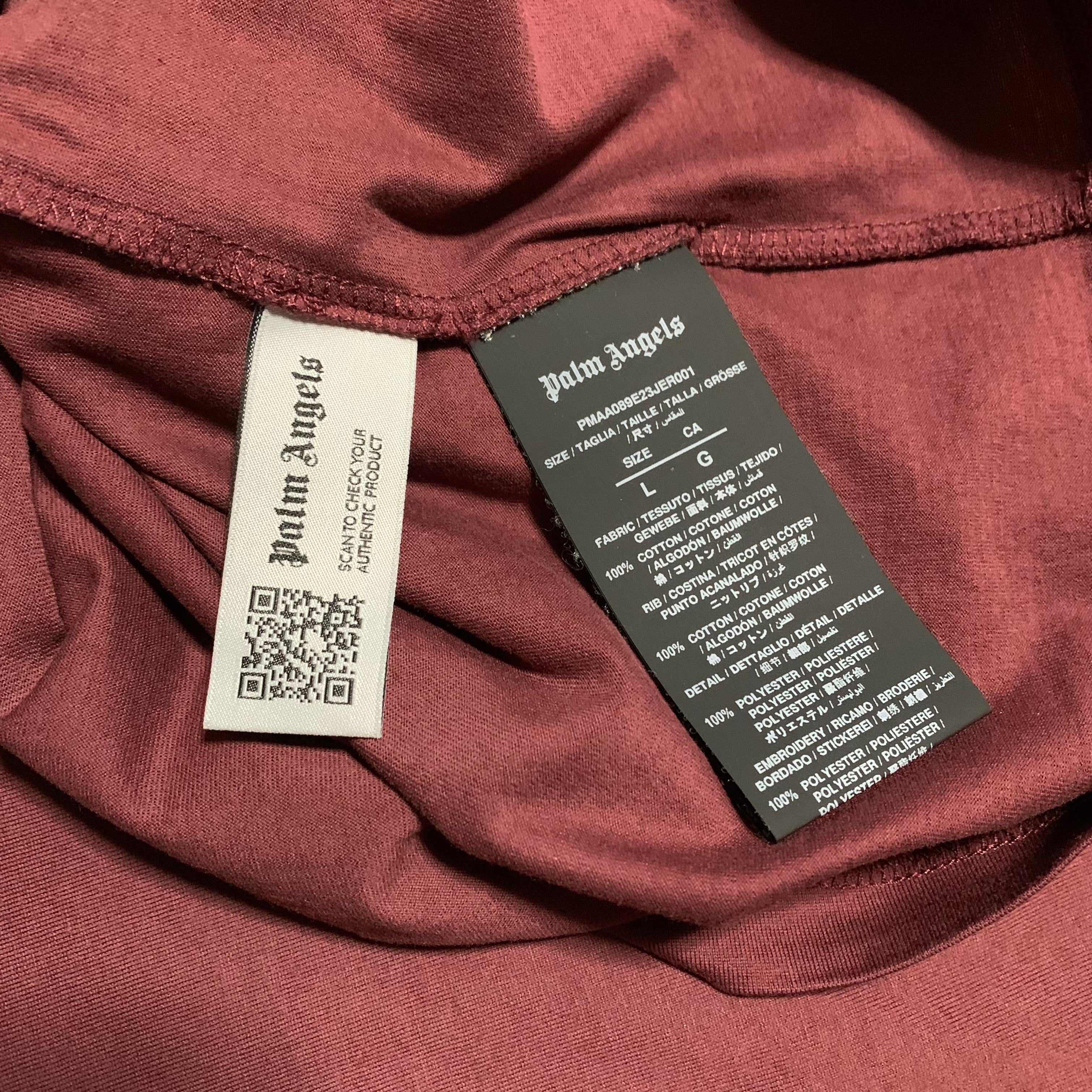 Plam Angels Large Monogram Burgundy Tee