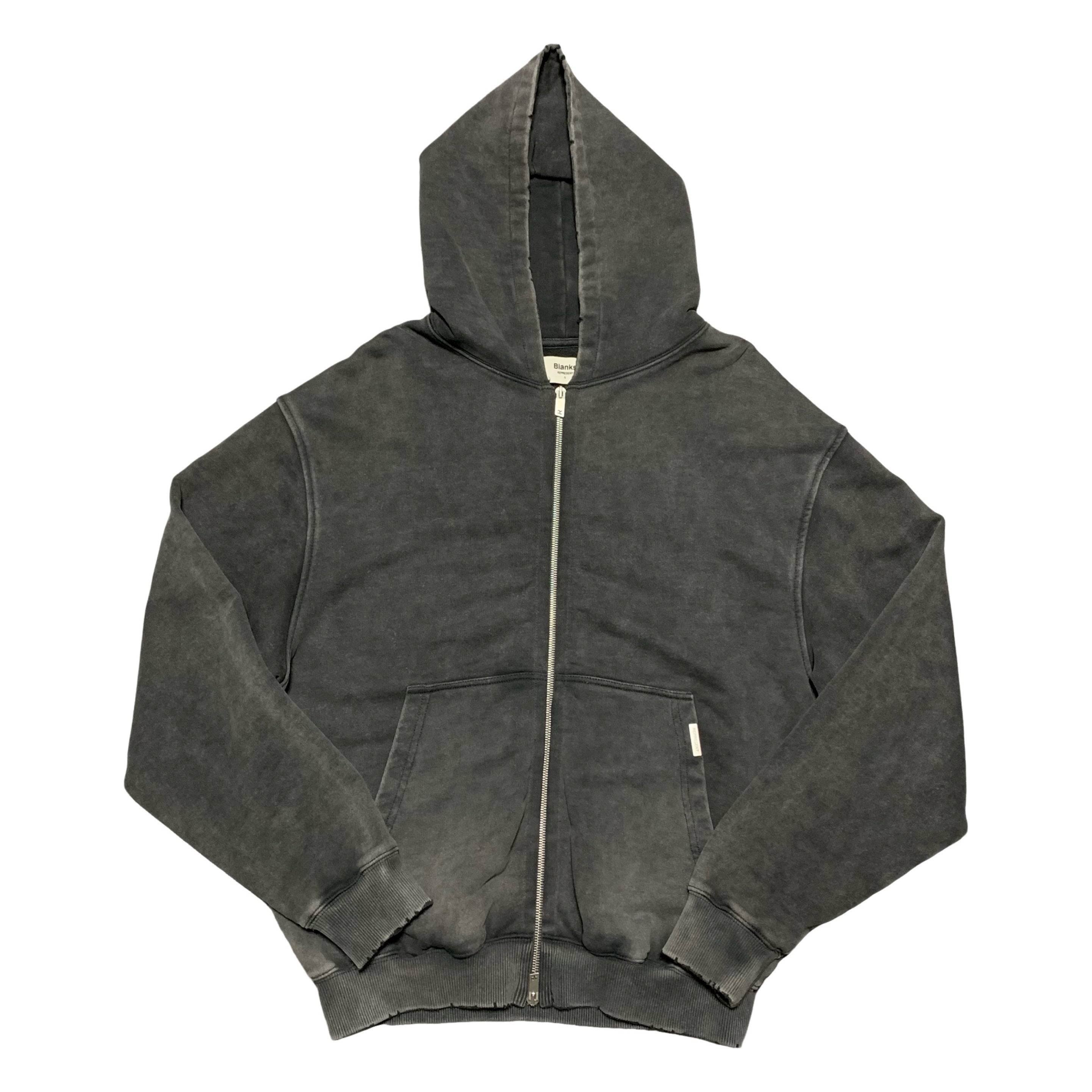 Represent Small Blanks Hoodie Zip Vintage Grey Distressed