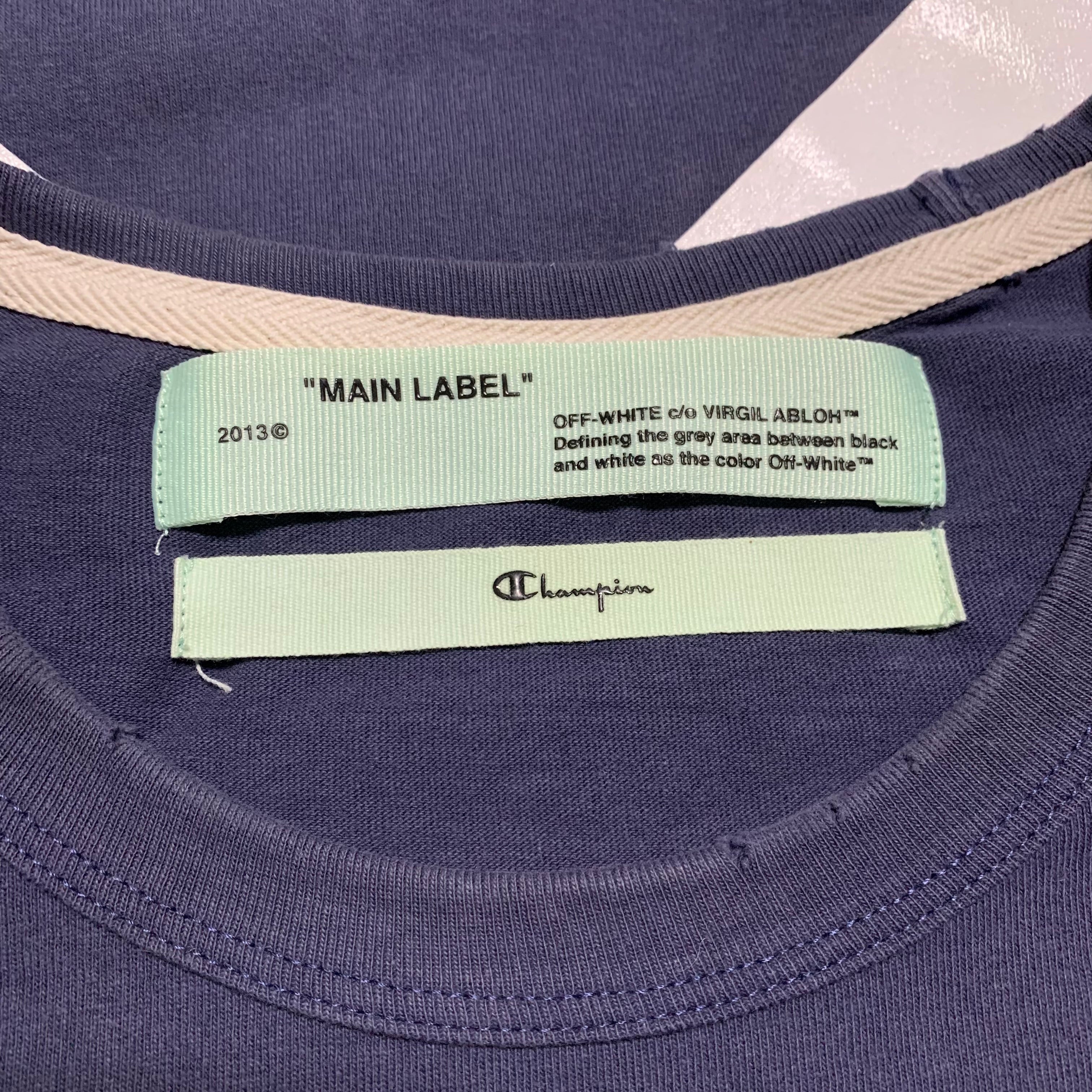 Off White Medium Champion Arrows Dusty Blue Tee Virgil Abloh
