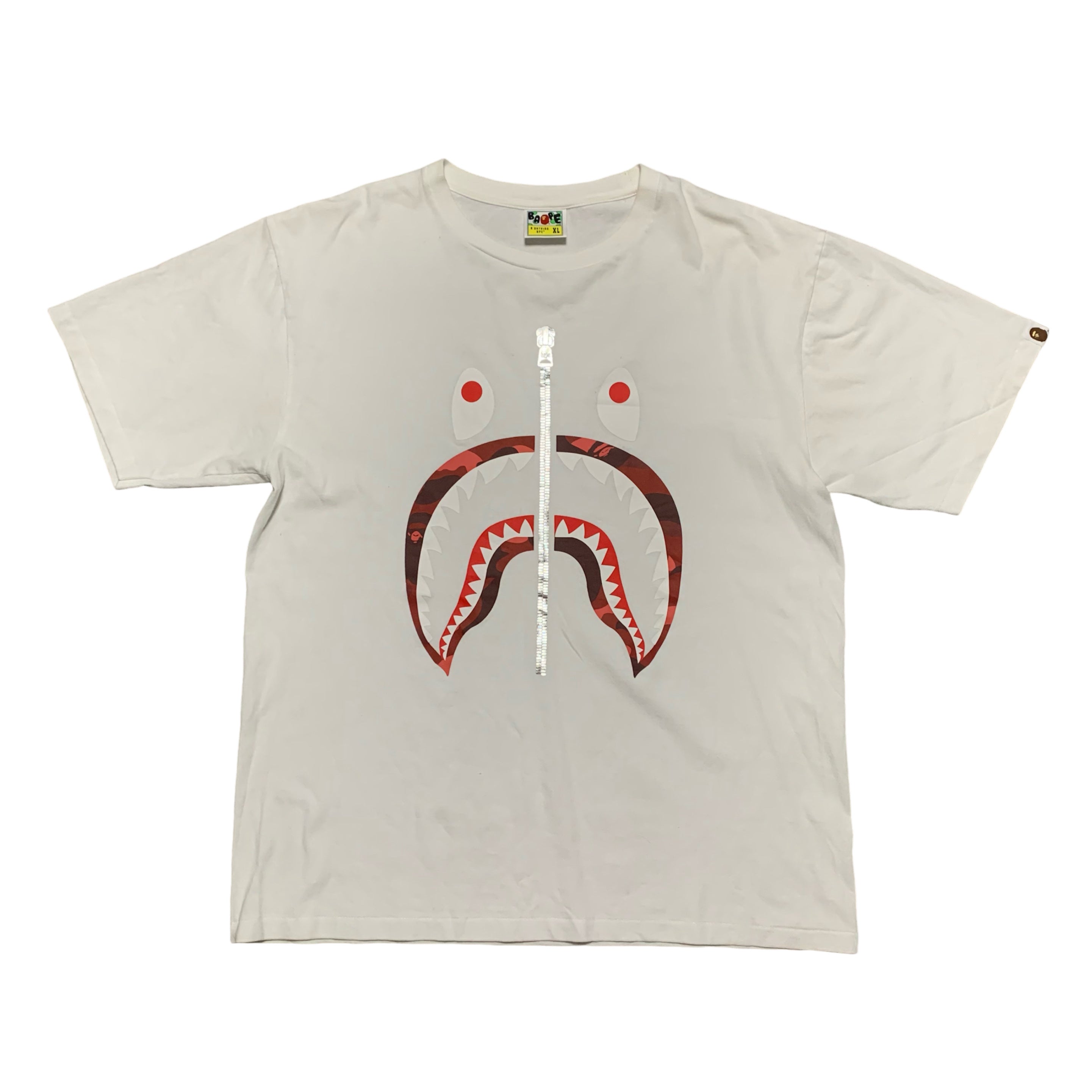 Bape XL Stark Red Camo White Tee A Bathing Ape