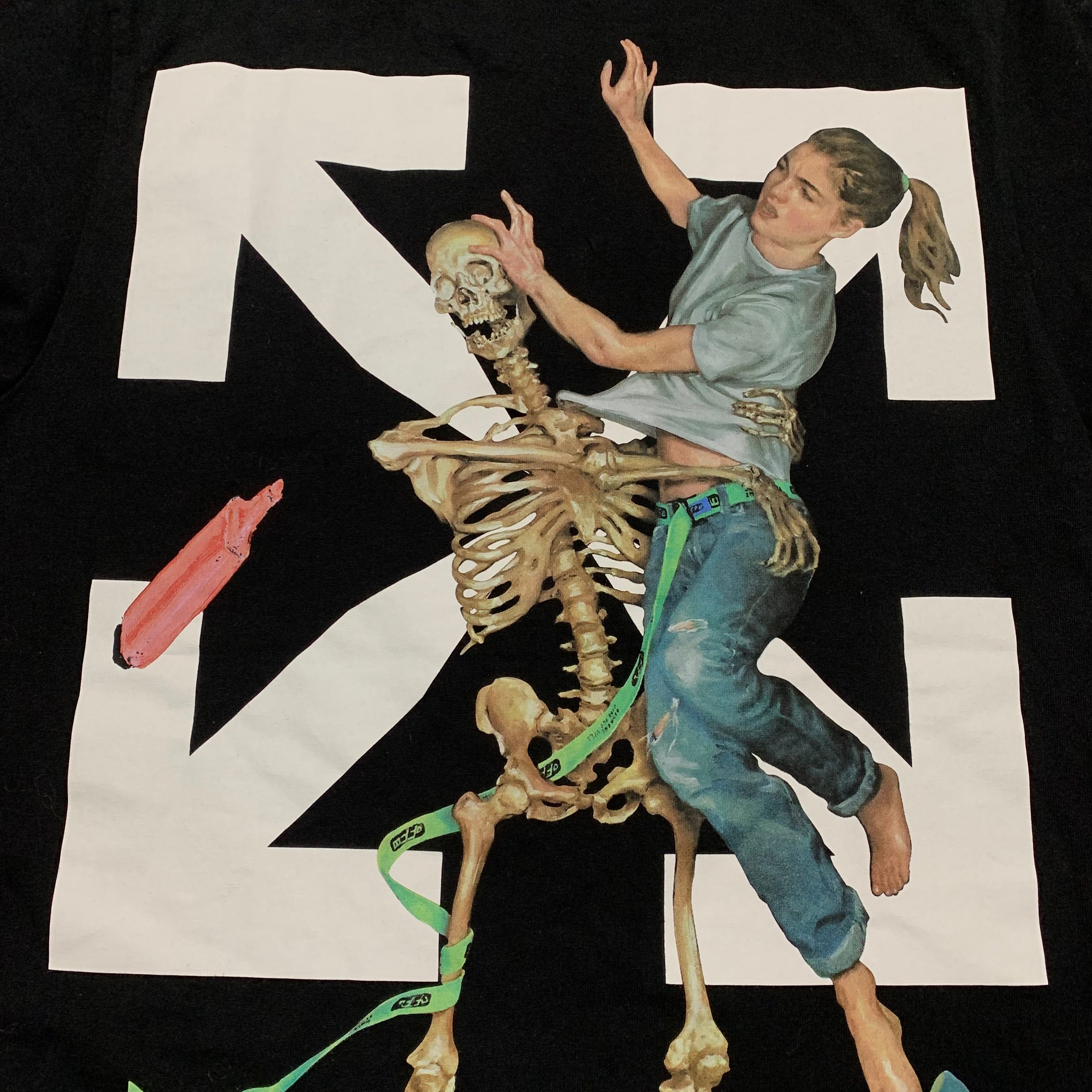 Off White XXS Tee Pascal Skeleton Arrows Black T-Shirt Virgil Abloh