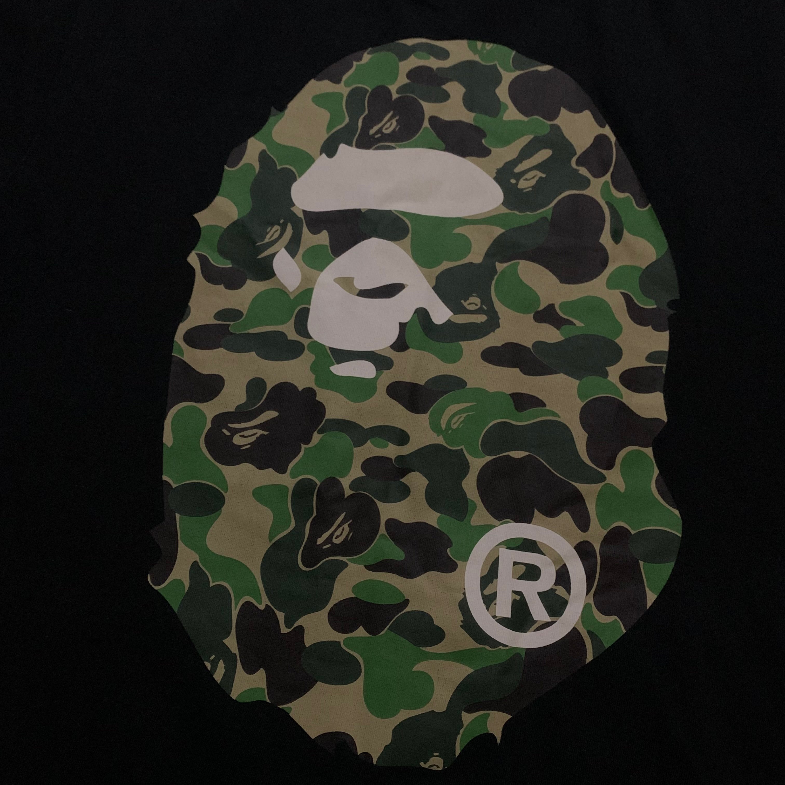 Bape Medium Big Ape Head Green ABC Camo Black Tee