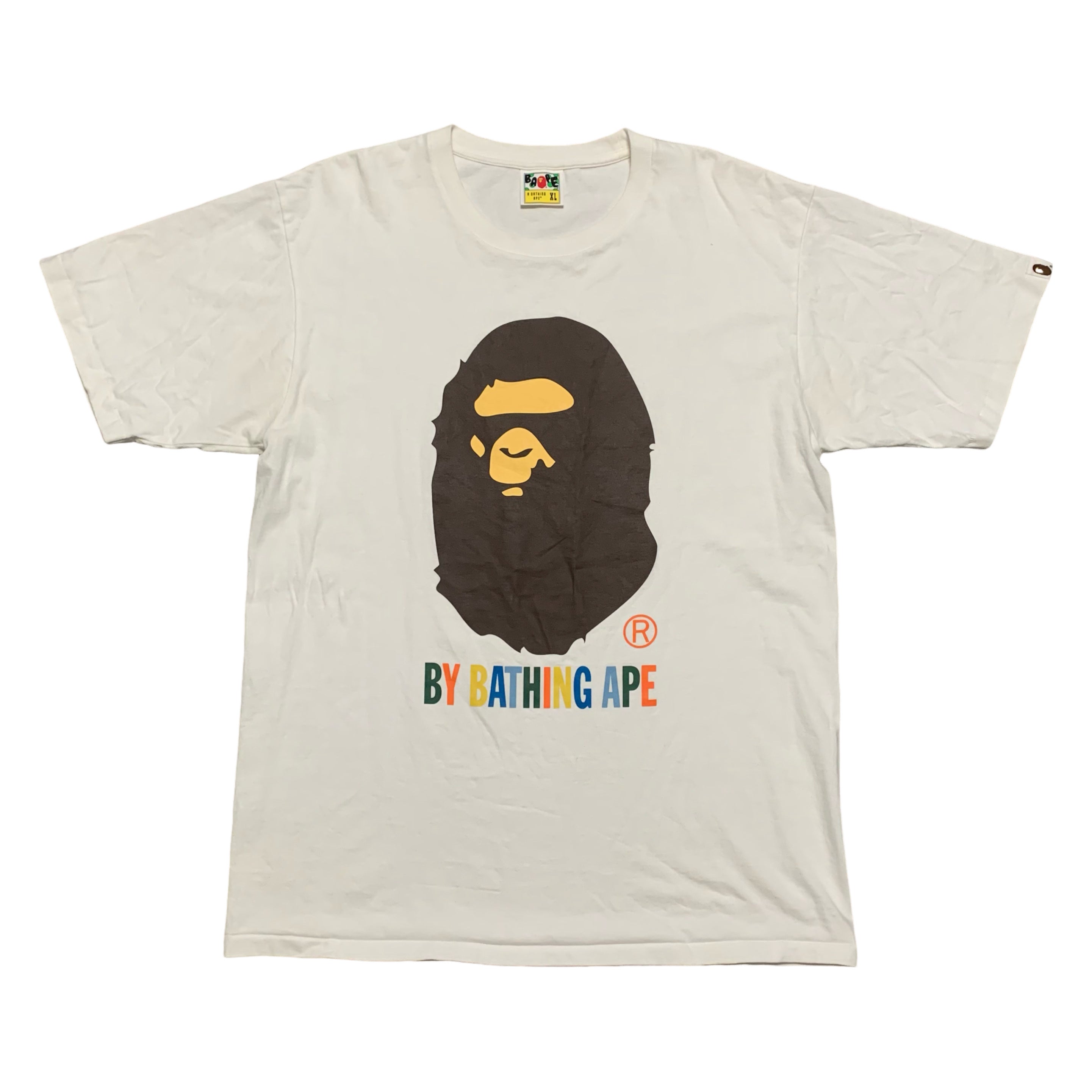 Bape XL Ape Head Multi White Tee A Bathing Ape