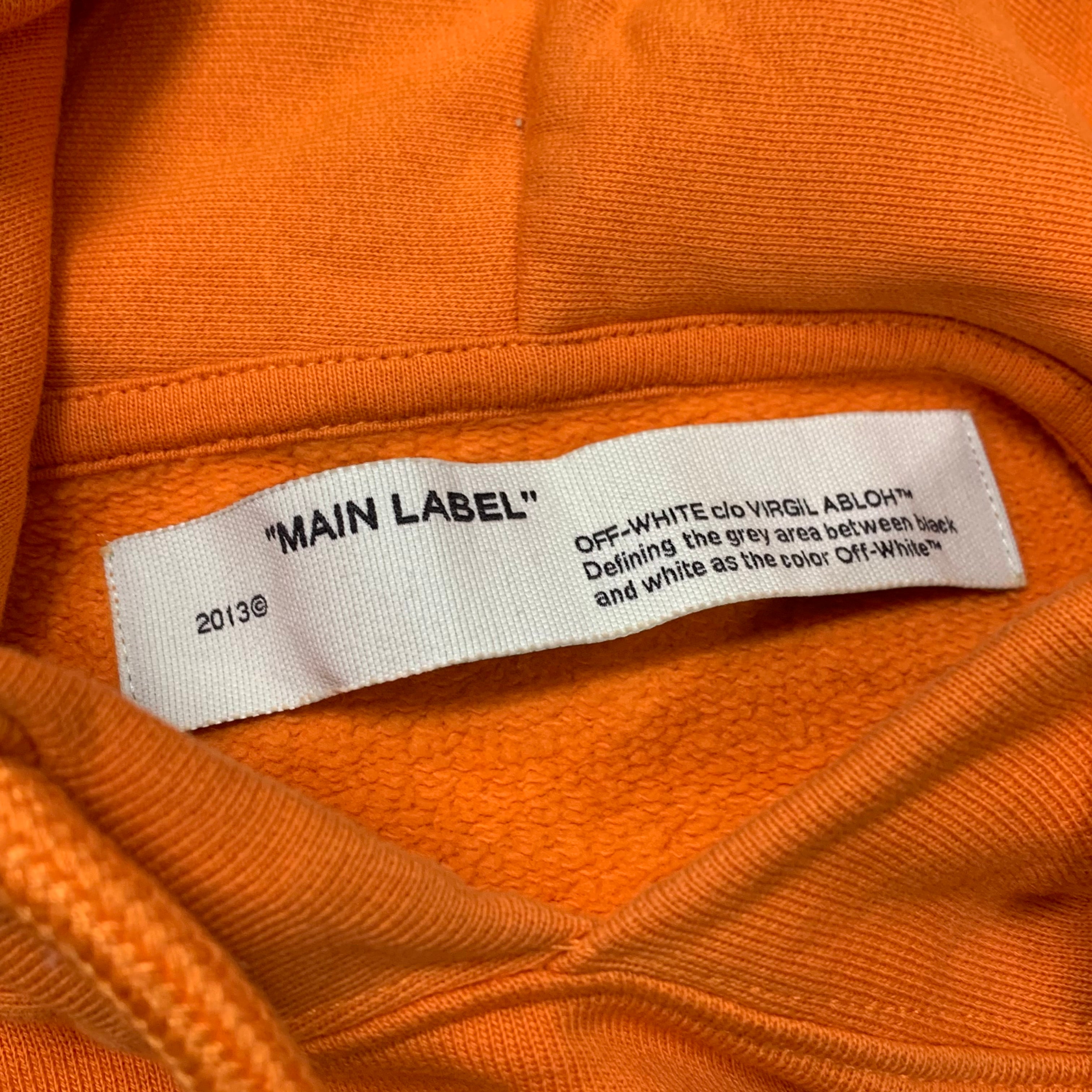 Off White XS Hoodie Tape Arrows Orange Hoodie Virgil Abloh