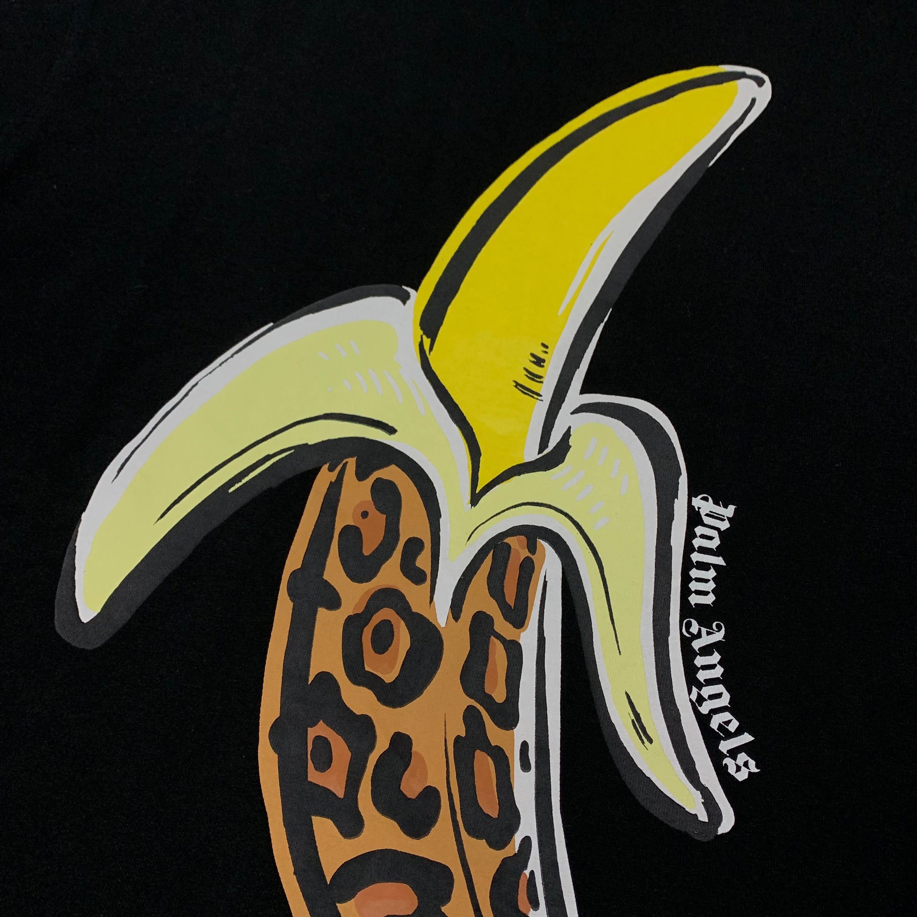 Palm Angels Large Leopard Banana Black Tee