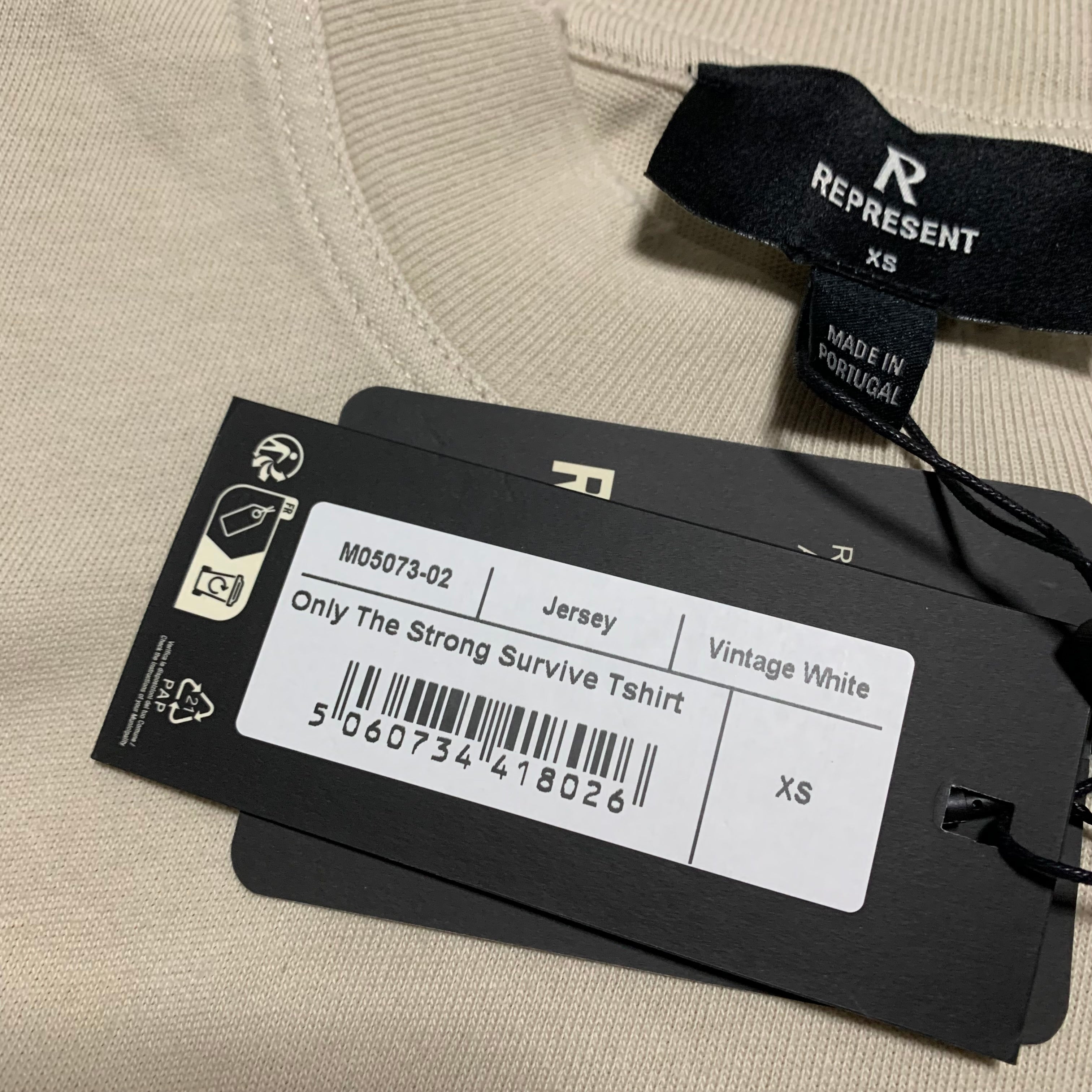 Represent XS Only The Strong Survive Vintage White Tee Shark