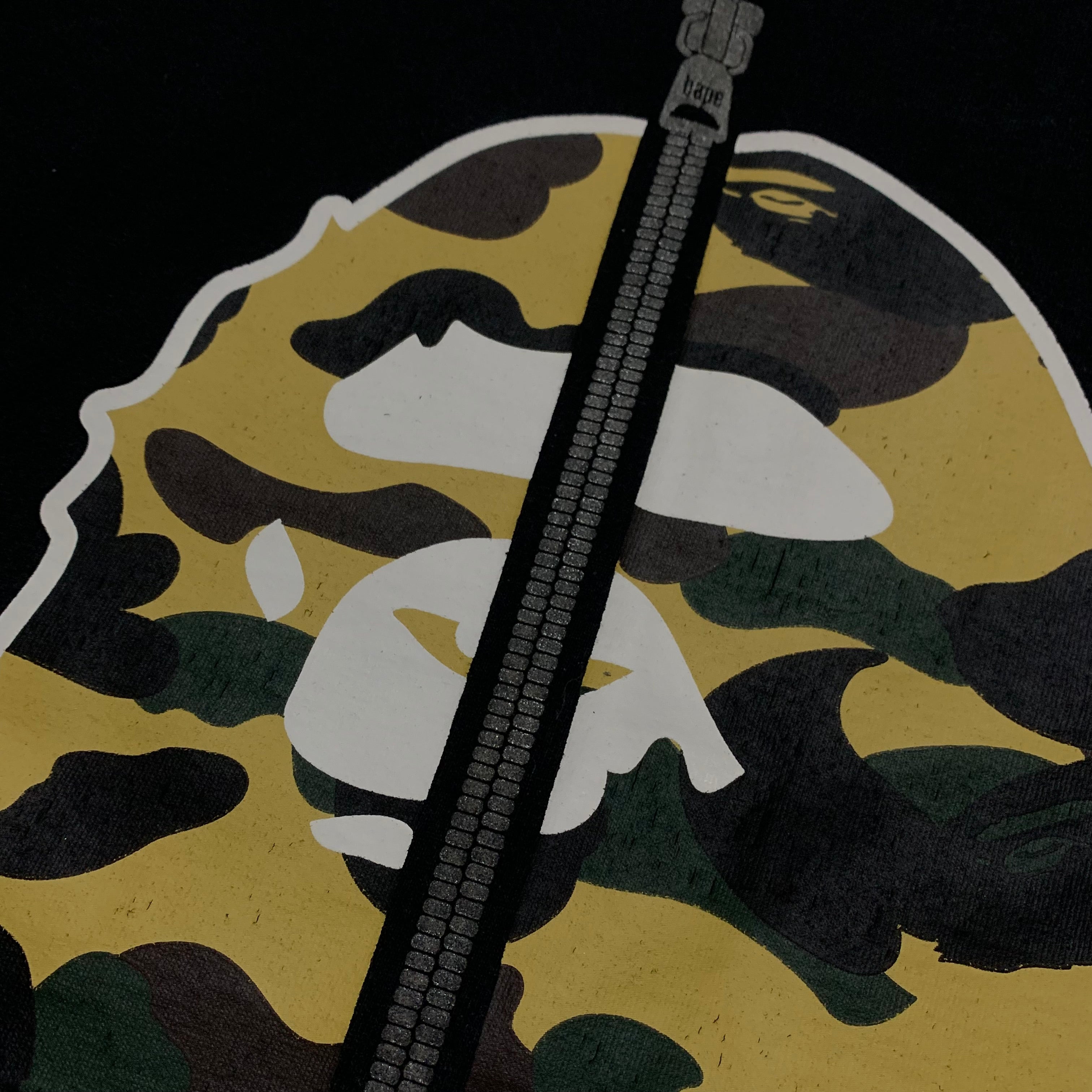 Bape Medium Ape Head 1st Camo Zip Black Tee