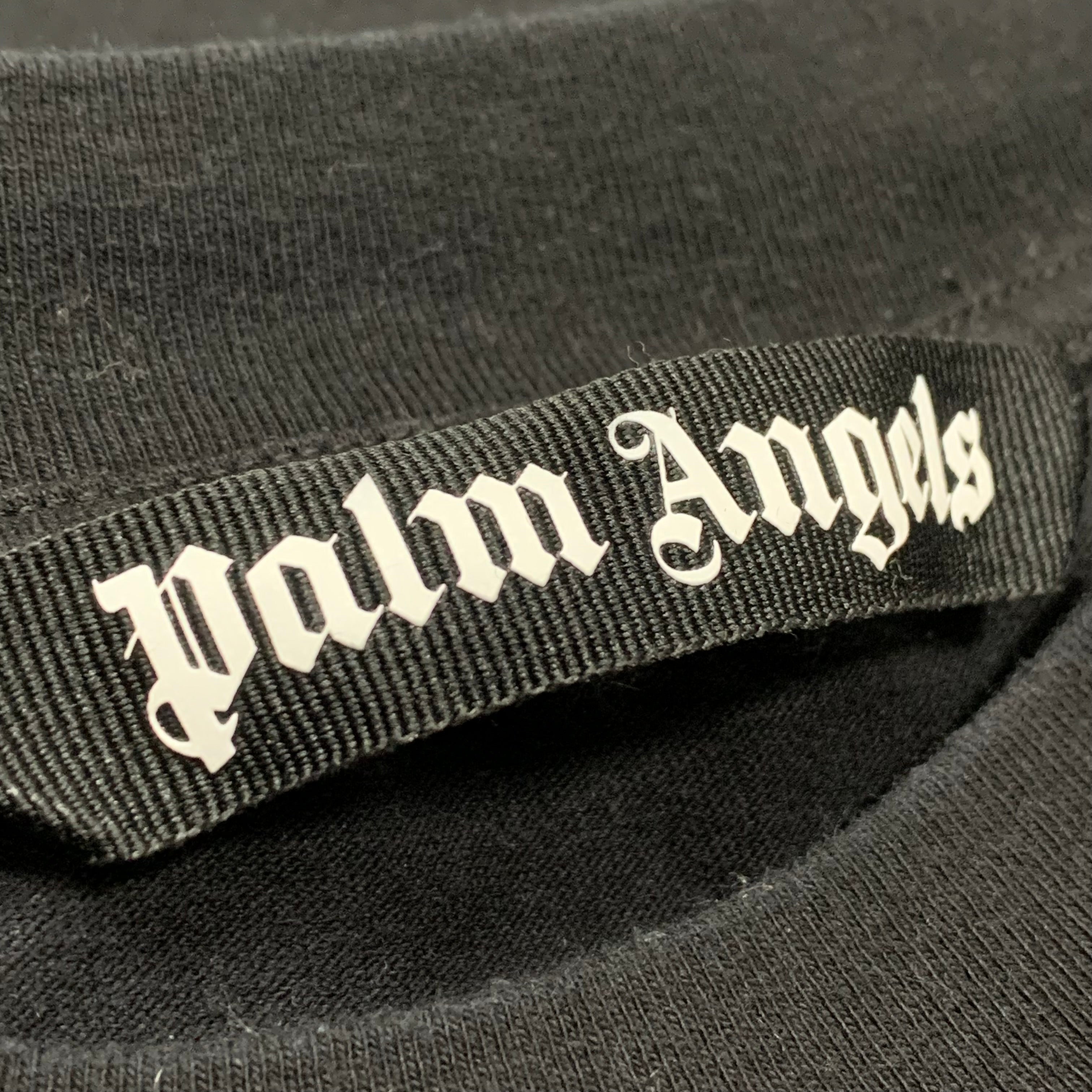 Palm Angels Large Tee Greetings From California Classic Black T-Shirt