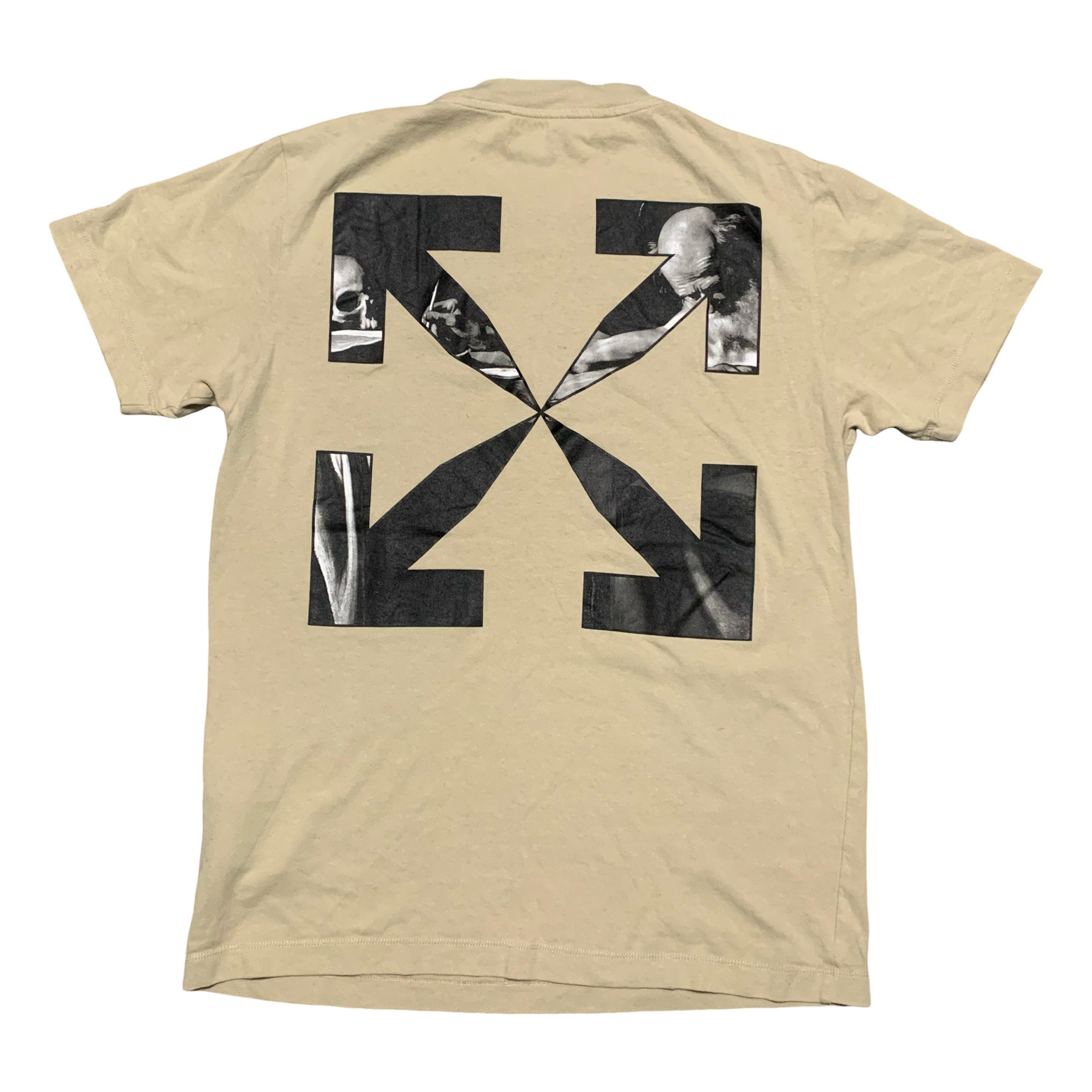 Off White Small Caravaggio Arrows Beige Tan Tee Virgil Abloh