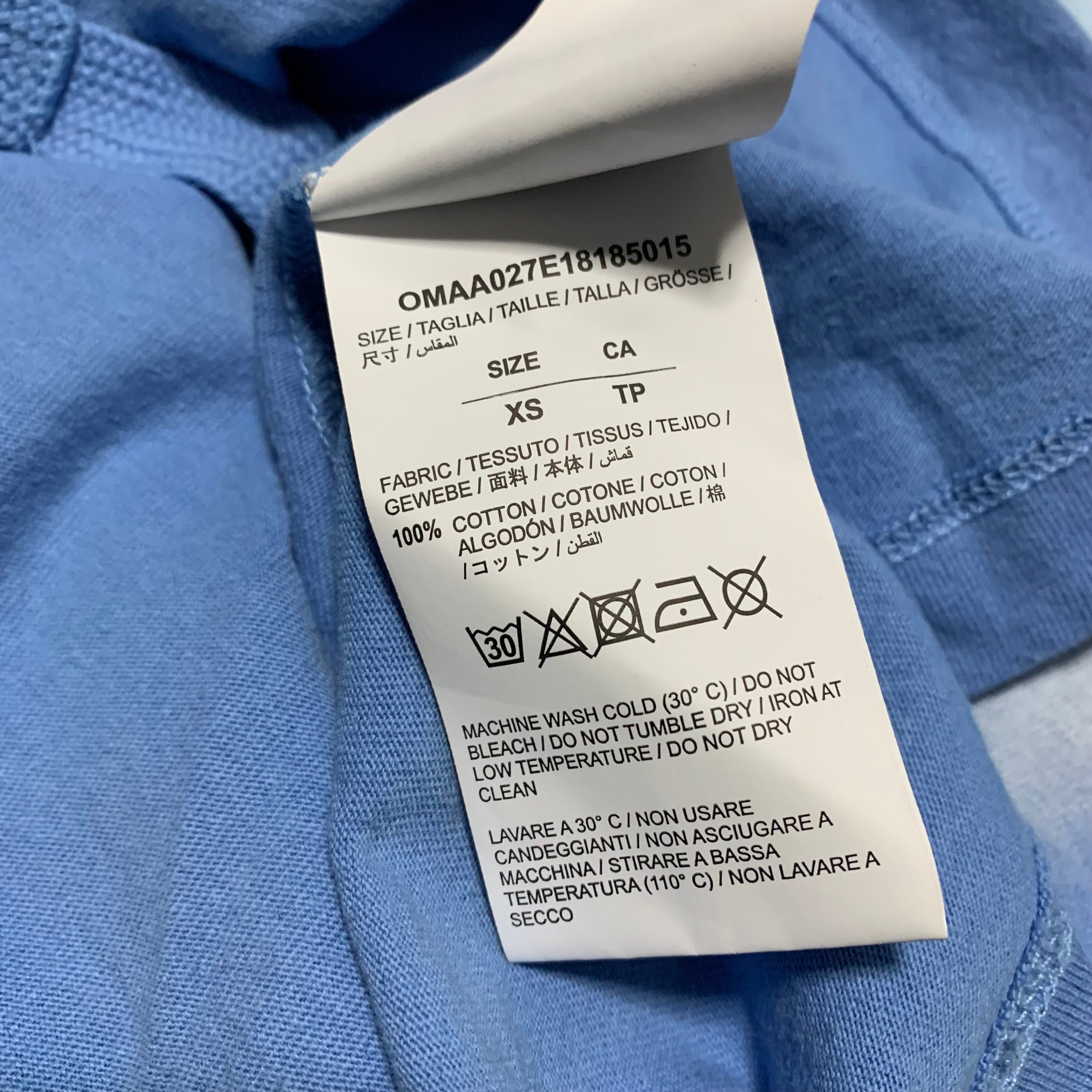 Off White XS Statue of Liberty Blue Tee Virgil Abloh