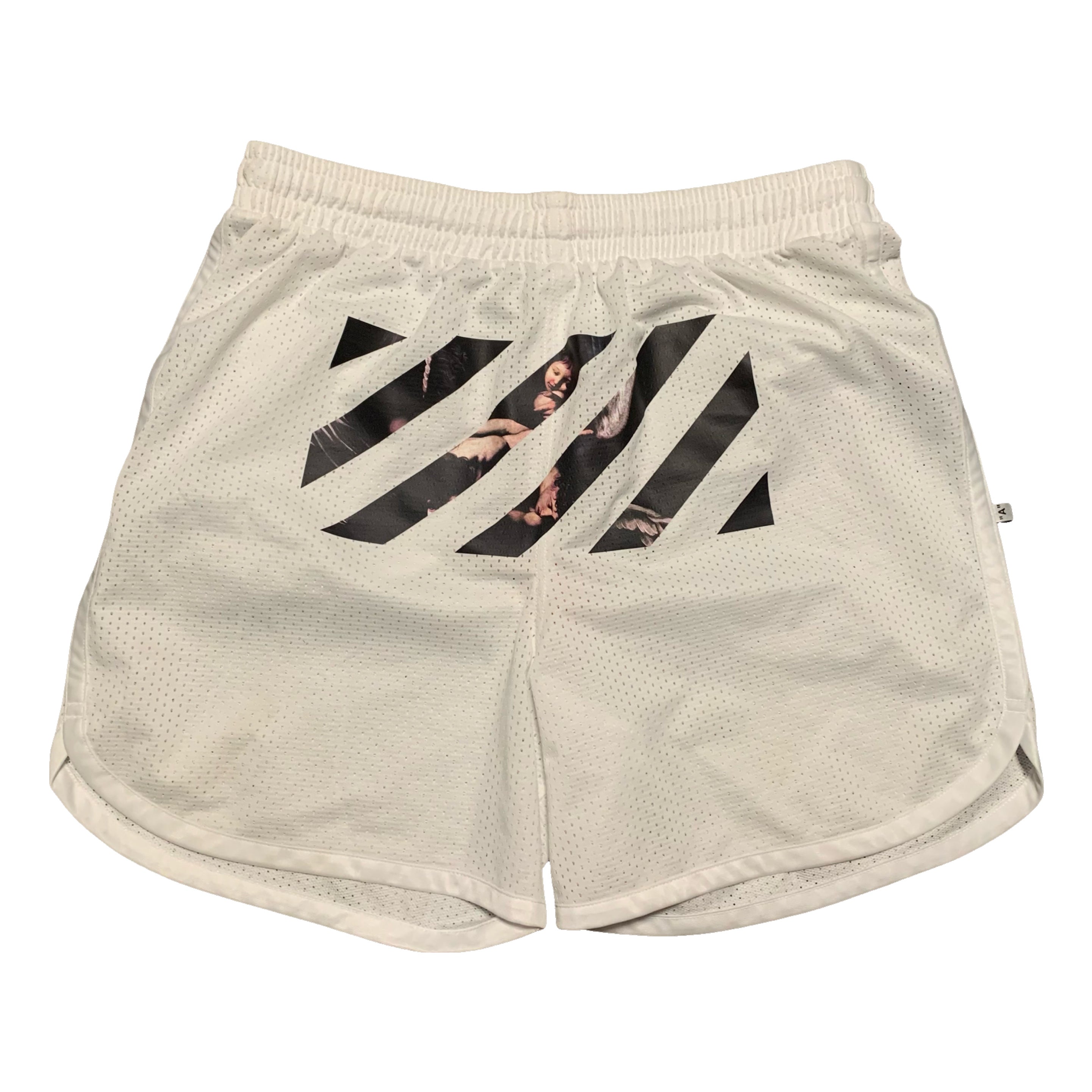 Off White Large Shorts Caravaggio Diag White Mesh Bottoms Virgil Abloh