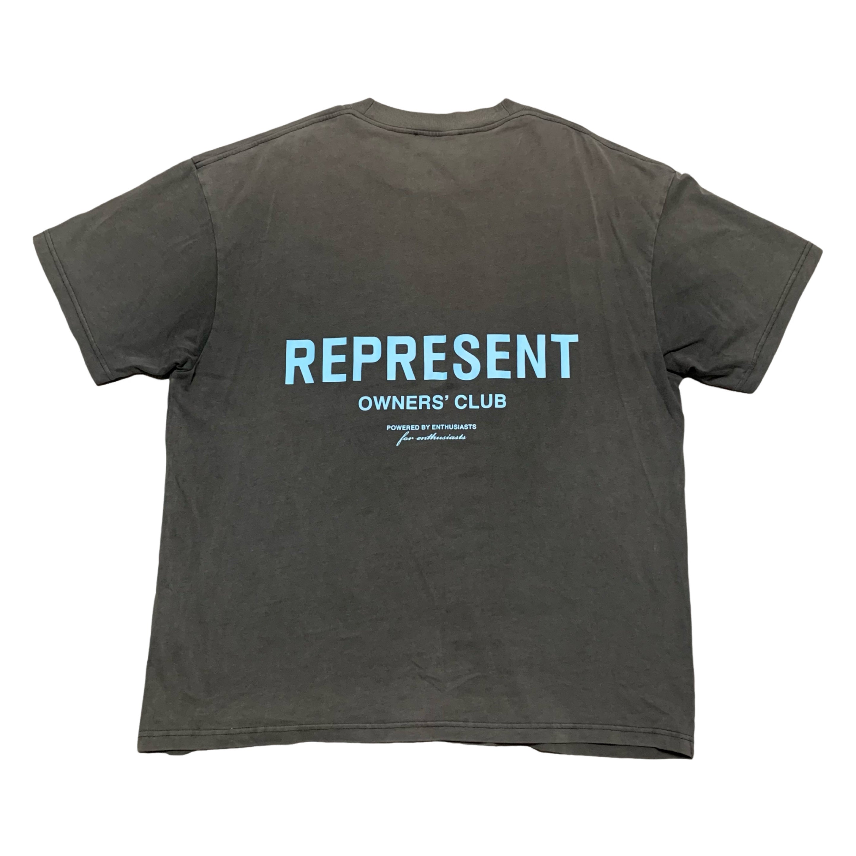 Represent Large Owners Club Vintage Grey Tee Blue Graphic