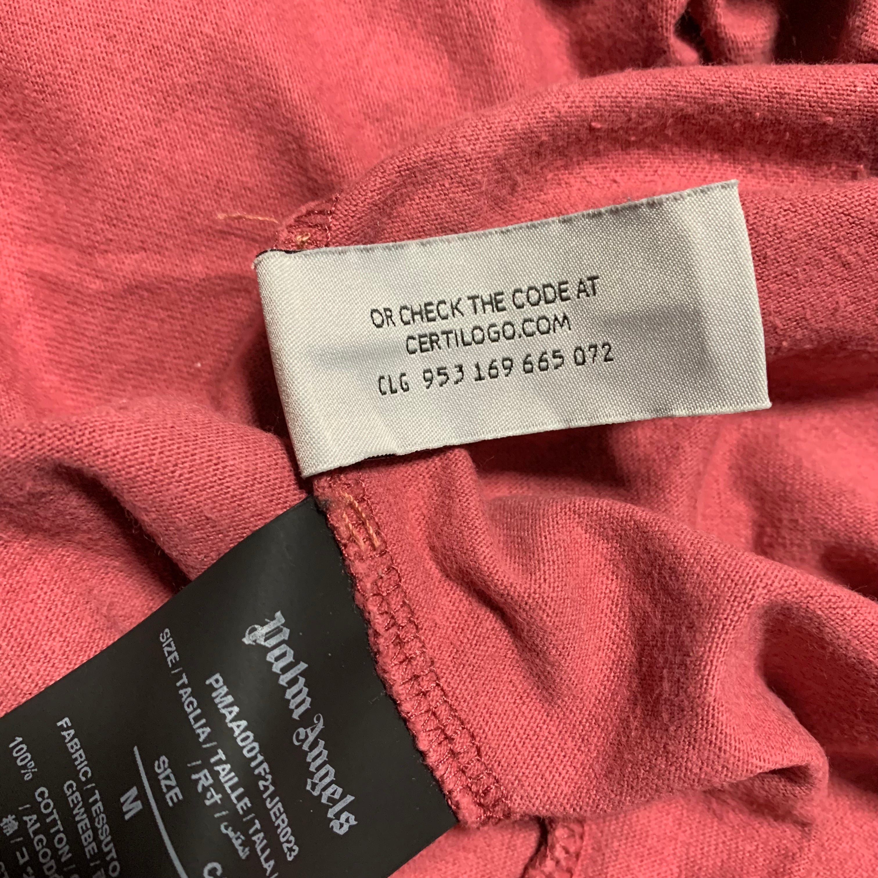 Palm Angels Medium Kill The Bear Burgundy Tee