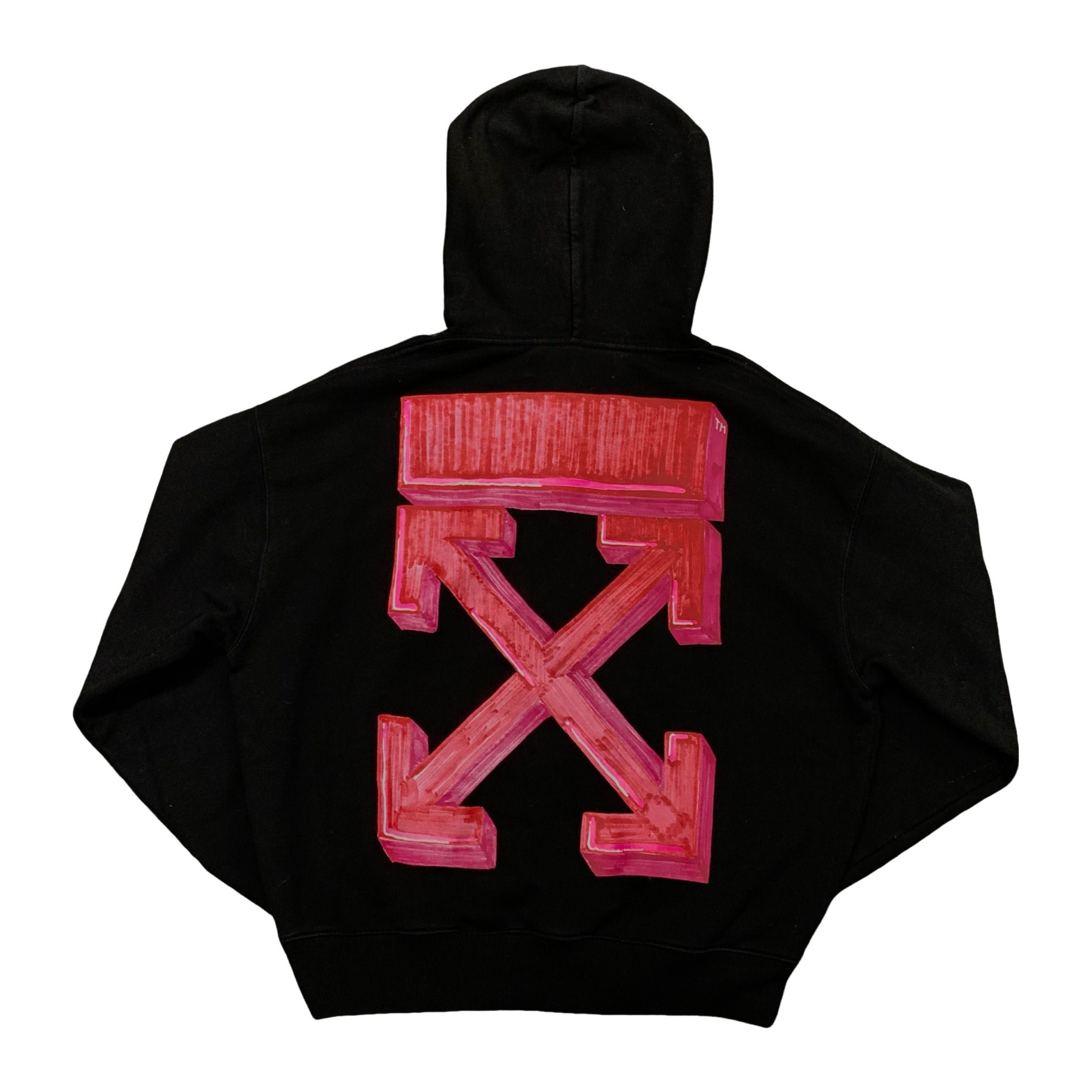 Off White Medium Hoodie Marker Arrows Black Hoodie Virgil Abloh Pink Graphic